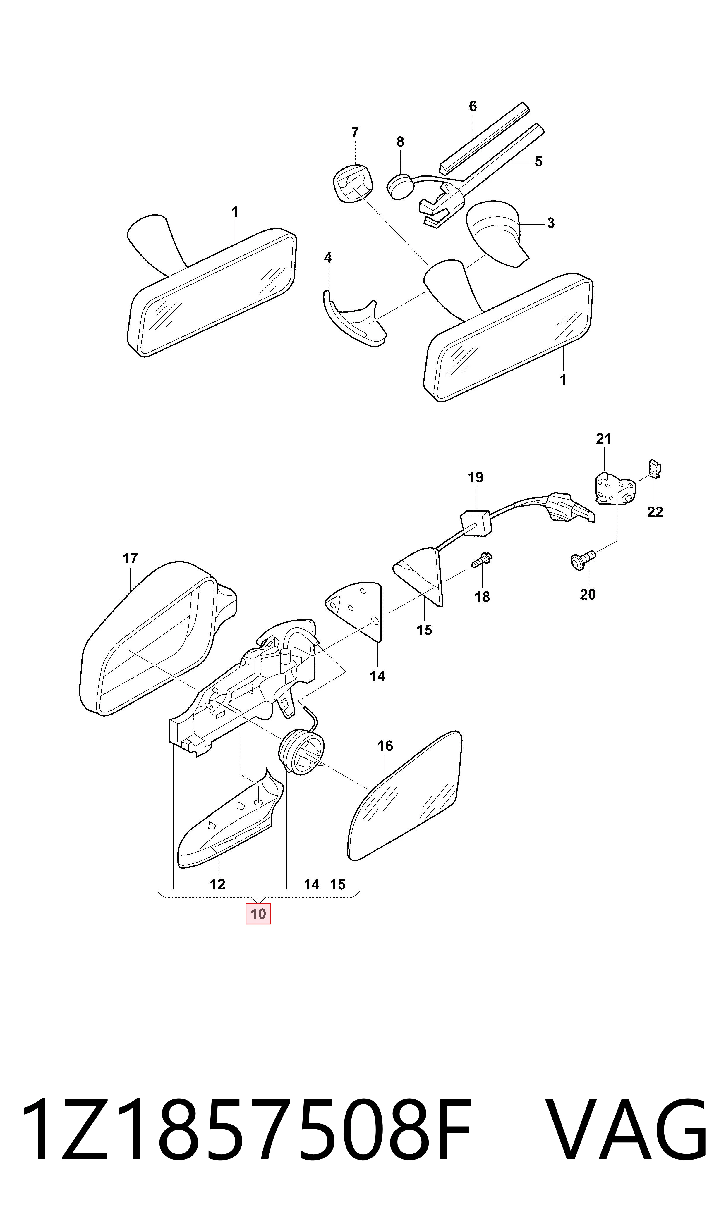 Правое боковое зеркало Diamond/DPA 1Z1857508F
