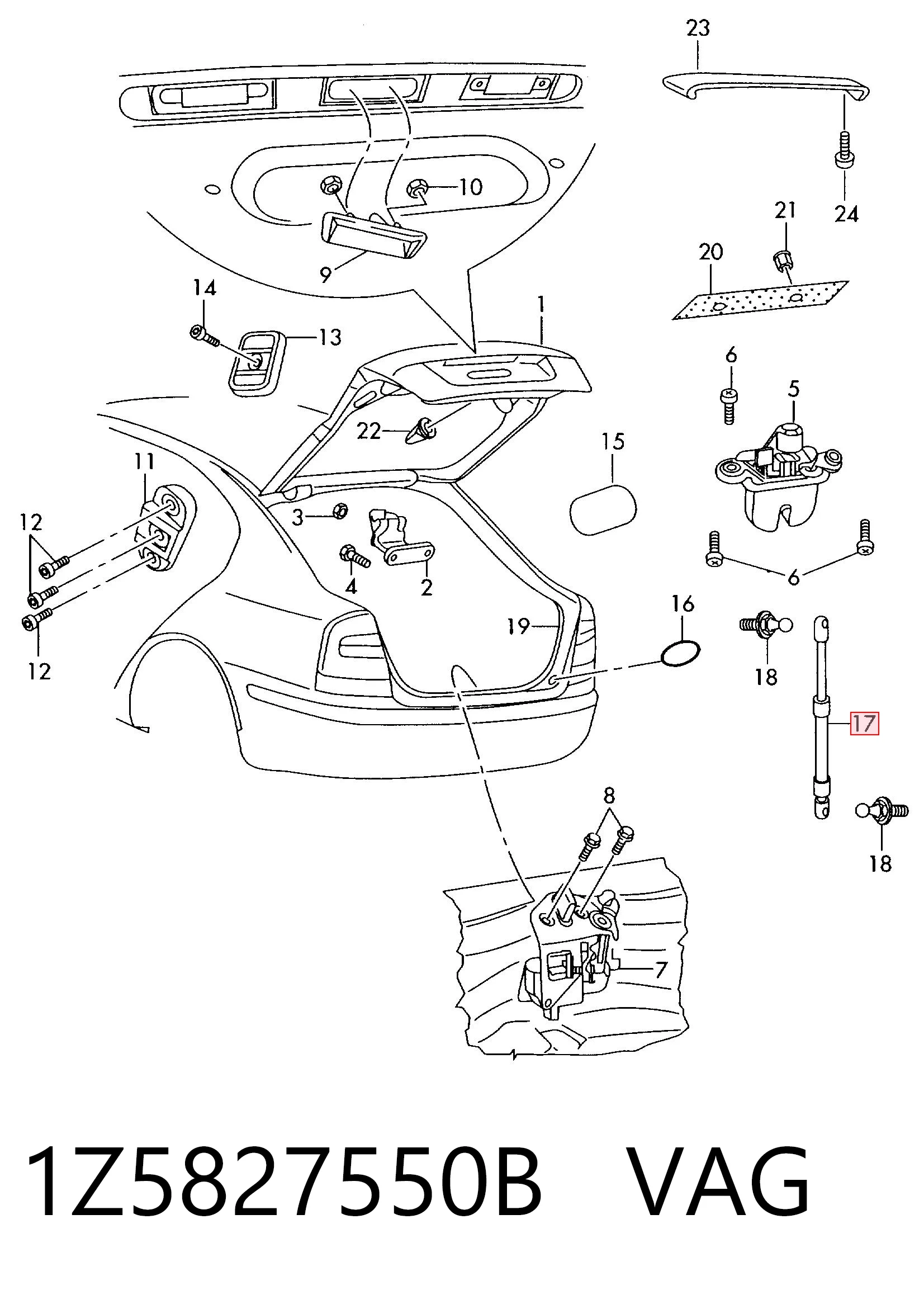 1Z5827550B VAG Амортизатор крышки багажника
