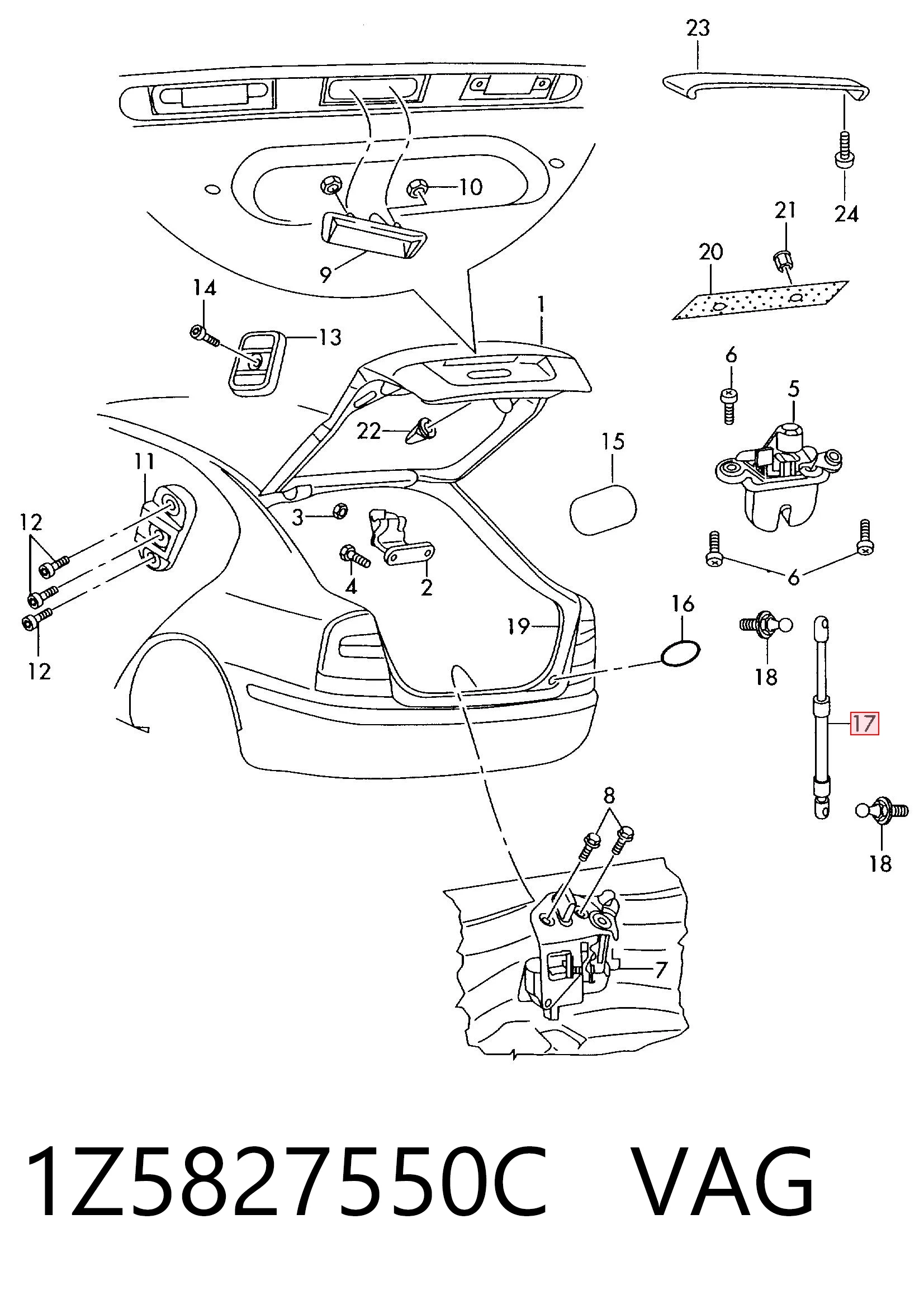 1Z5827550C VAG Амортизатор крышки багажника