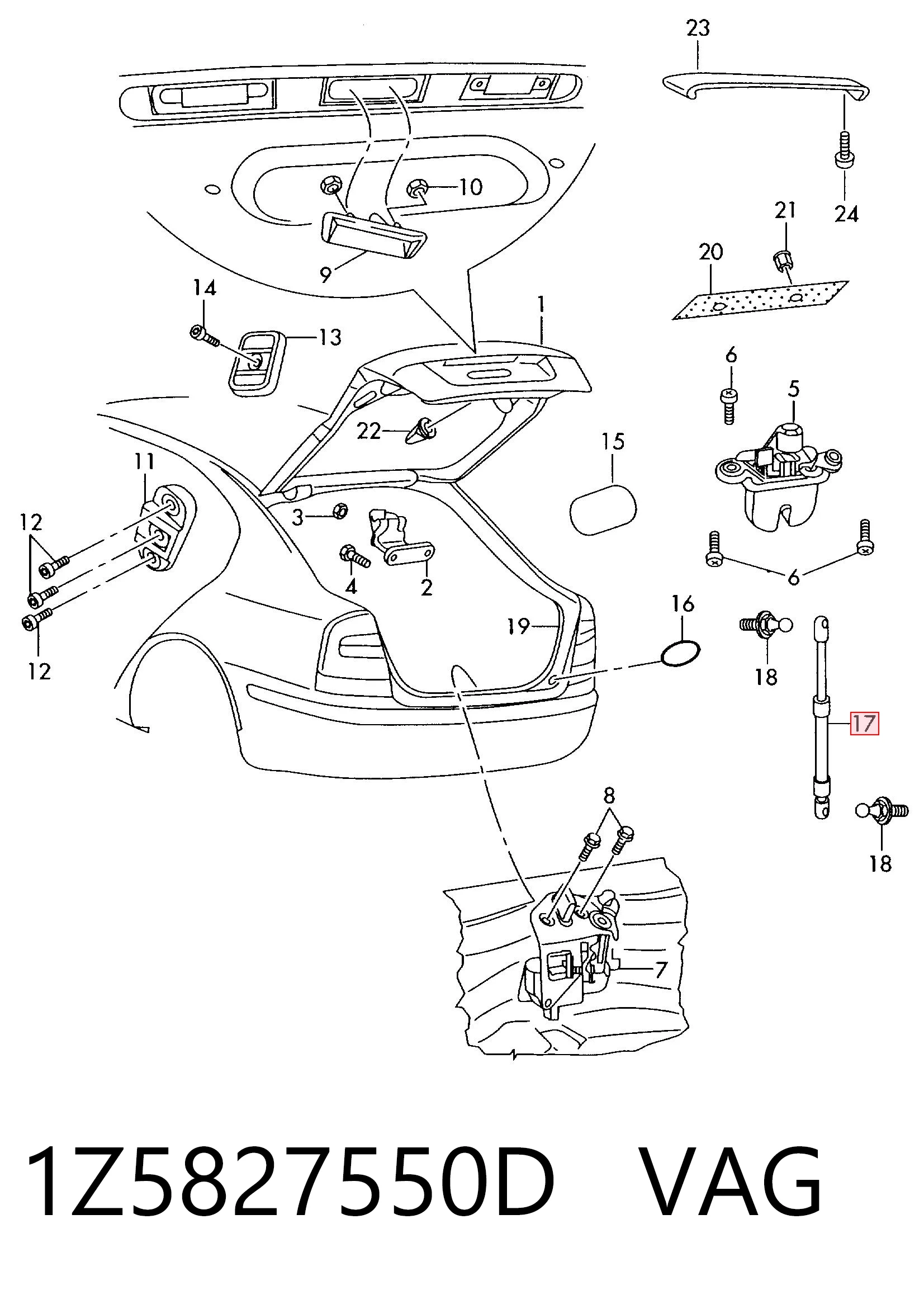 1Z5827550D VAG Амортизатор крышки багажника