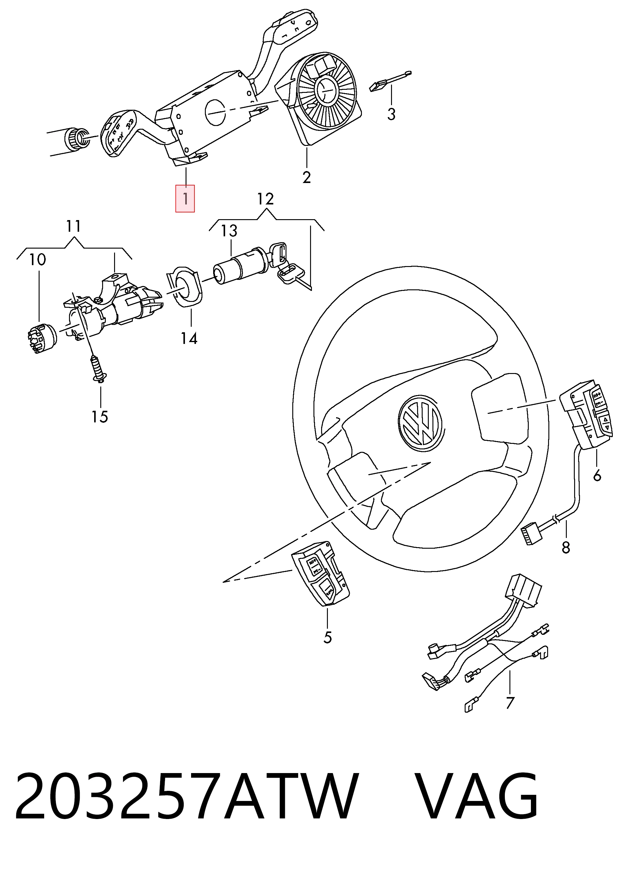 Купить 3L953003 AND Подрулевой переключатель