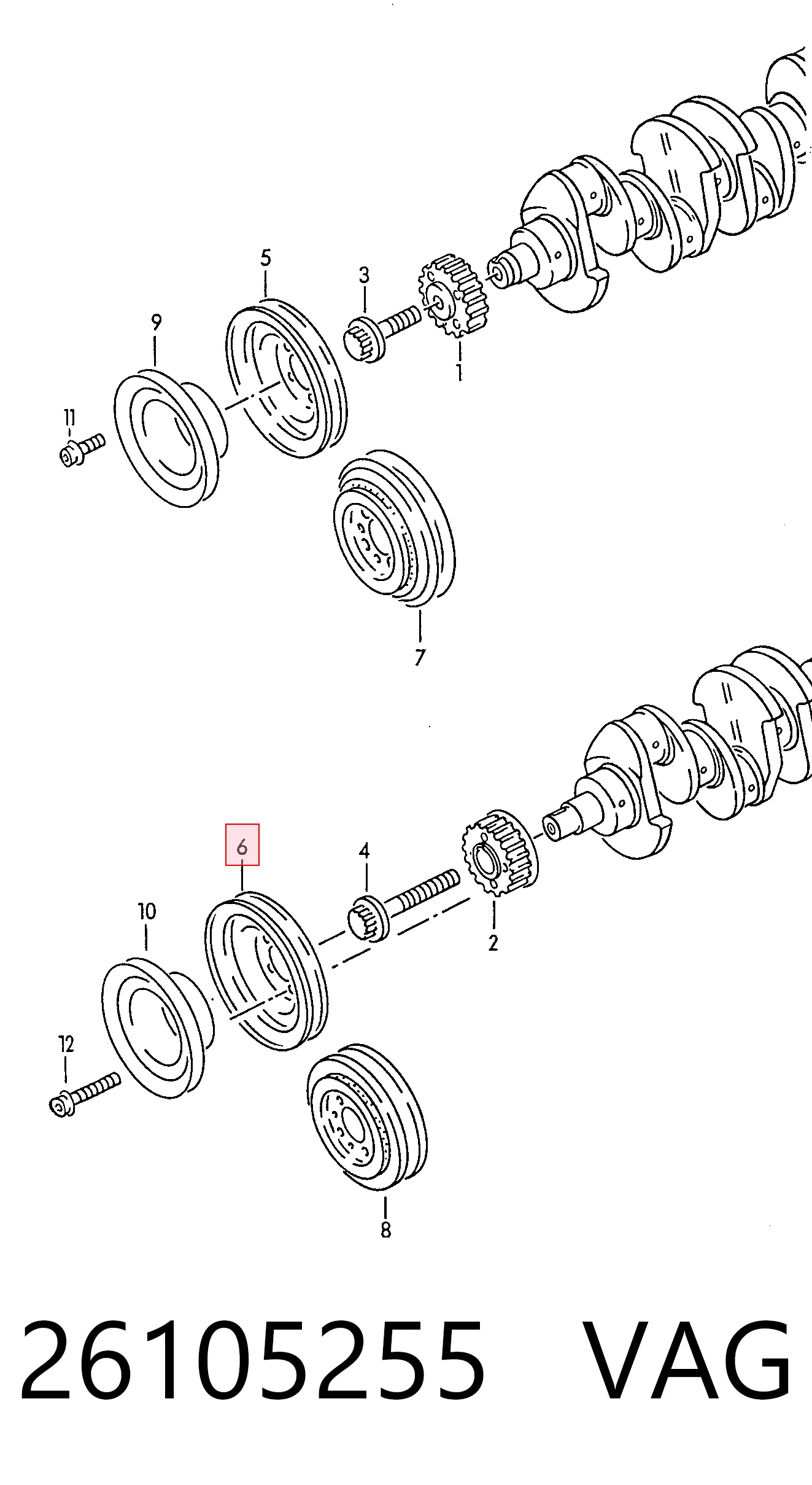 Шкив коленвала (демпфер) Audi 80 B3 седан (89, 89Q, 8A) (1986 - 1991) цена, от 7.78 USD