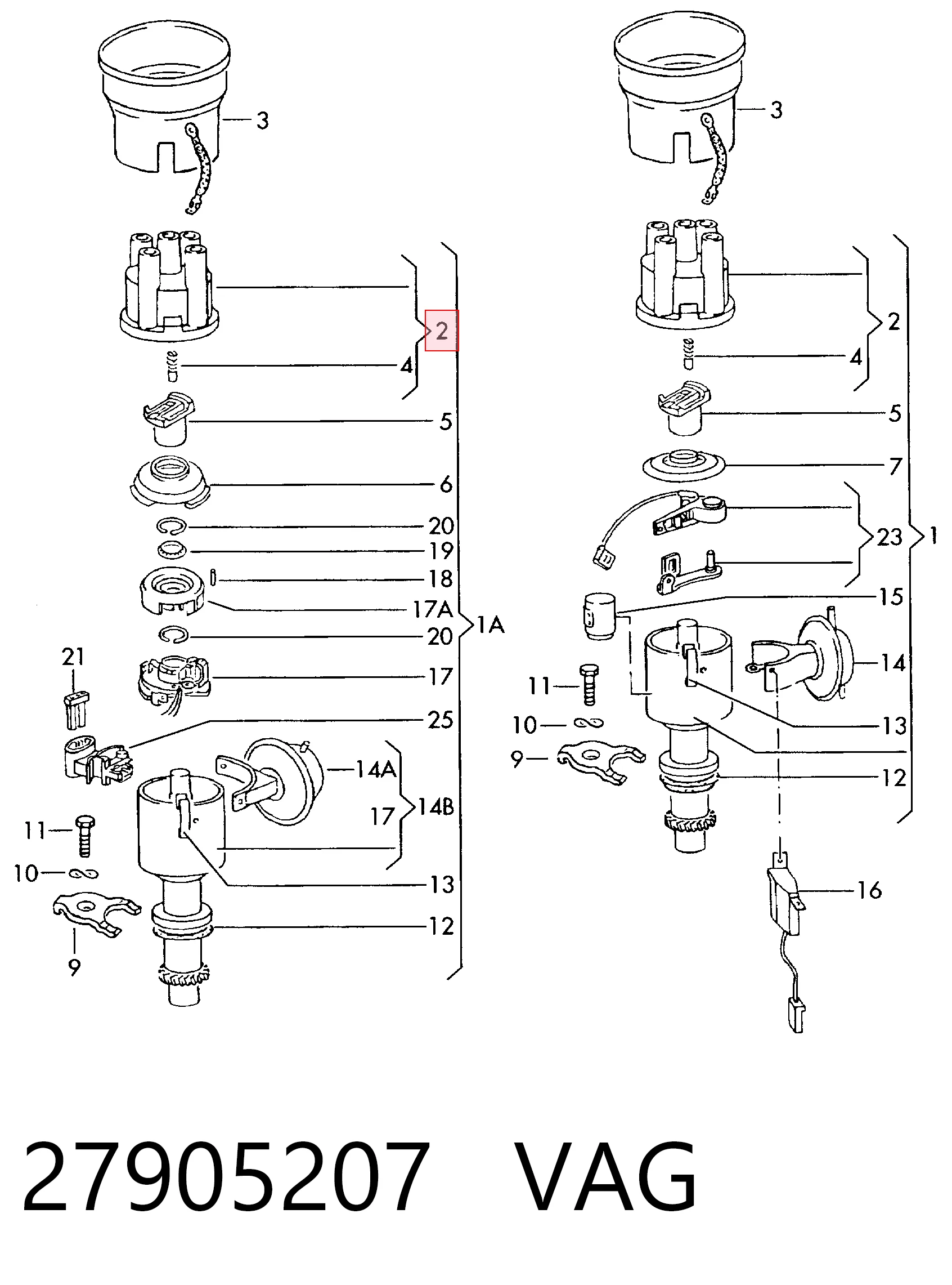 Крышка распределителя зажигания на Audi 80 B3 89, 89Q, 8A
