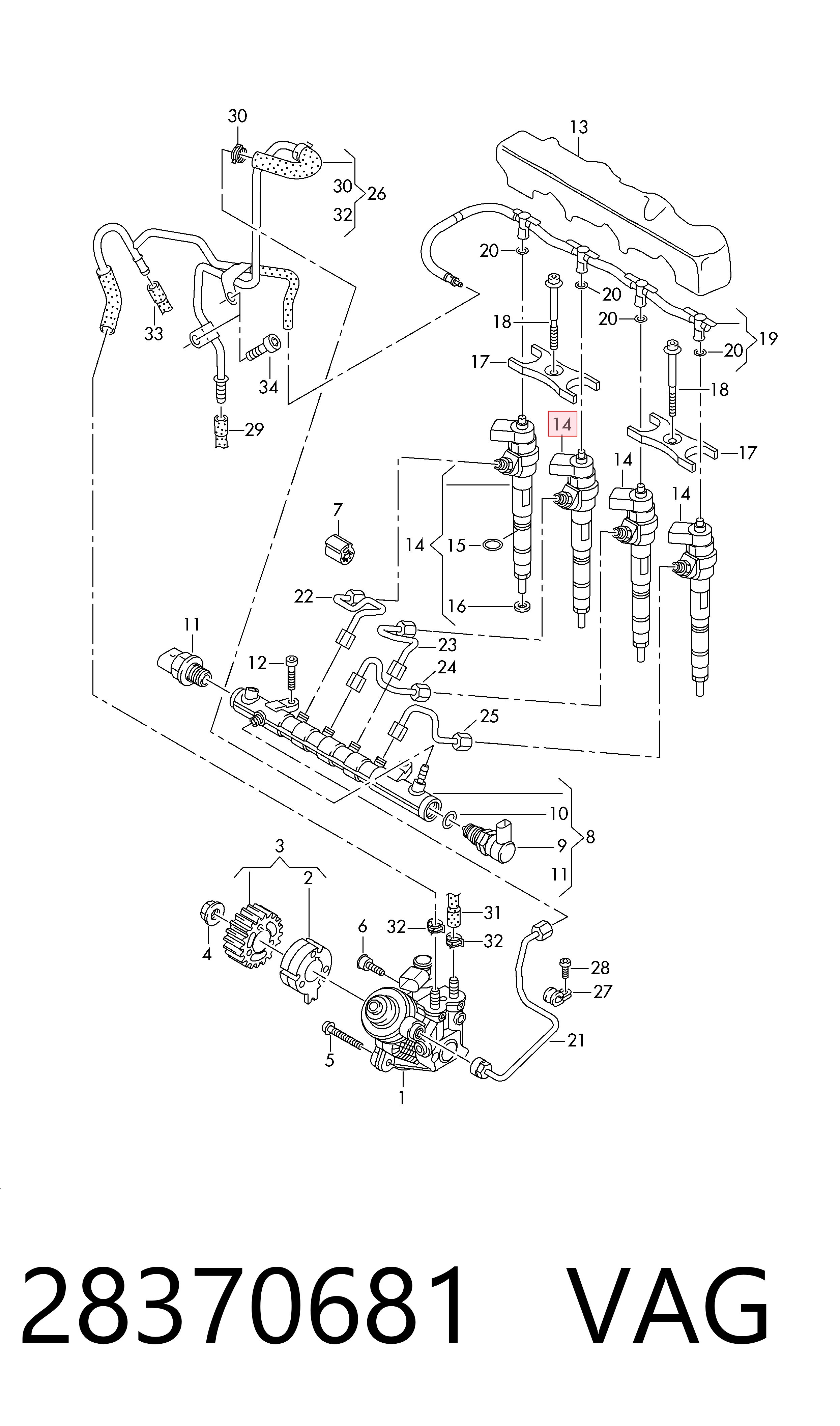 Топливные форсунки на Audi A3  8VS, 8VM
