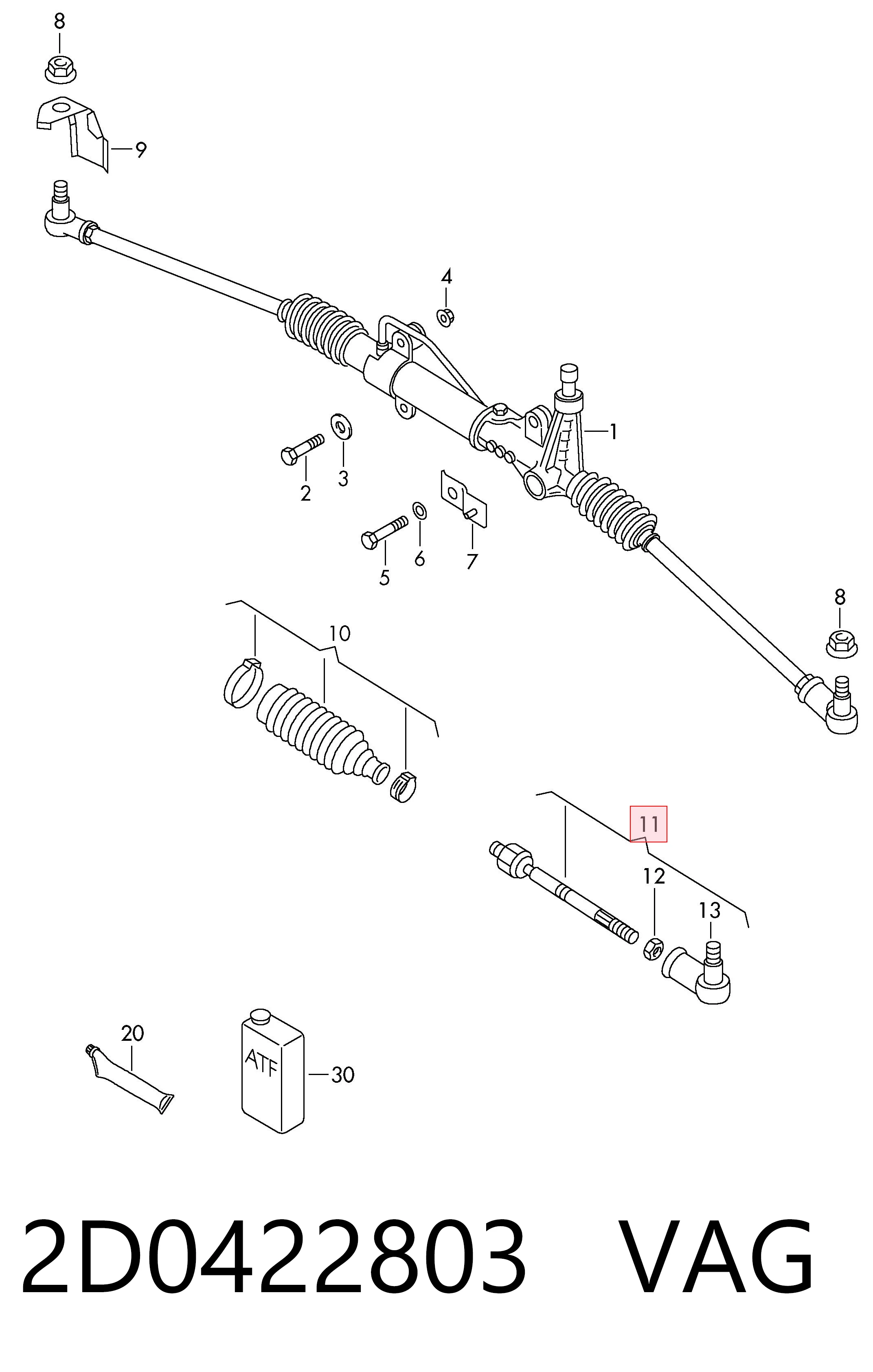 2D0422803 VAG Рулевая тяга в сборе