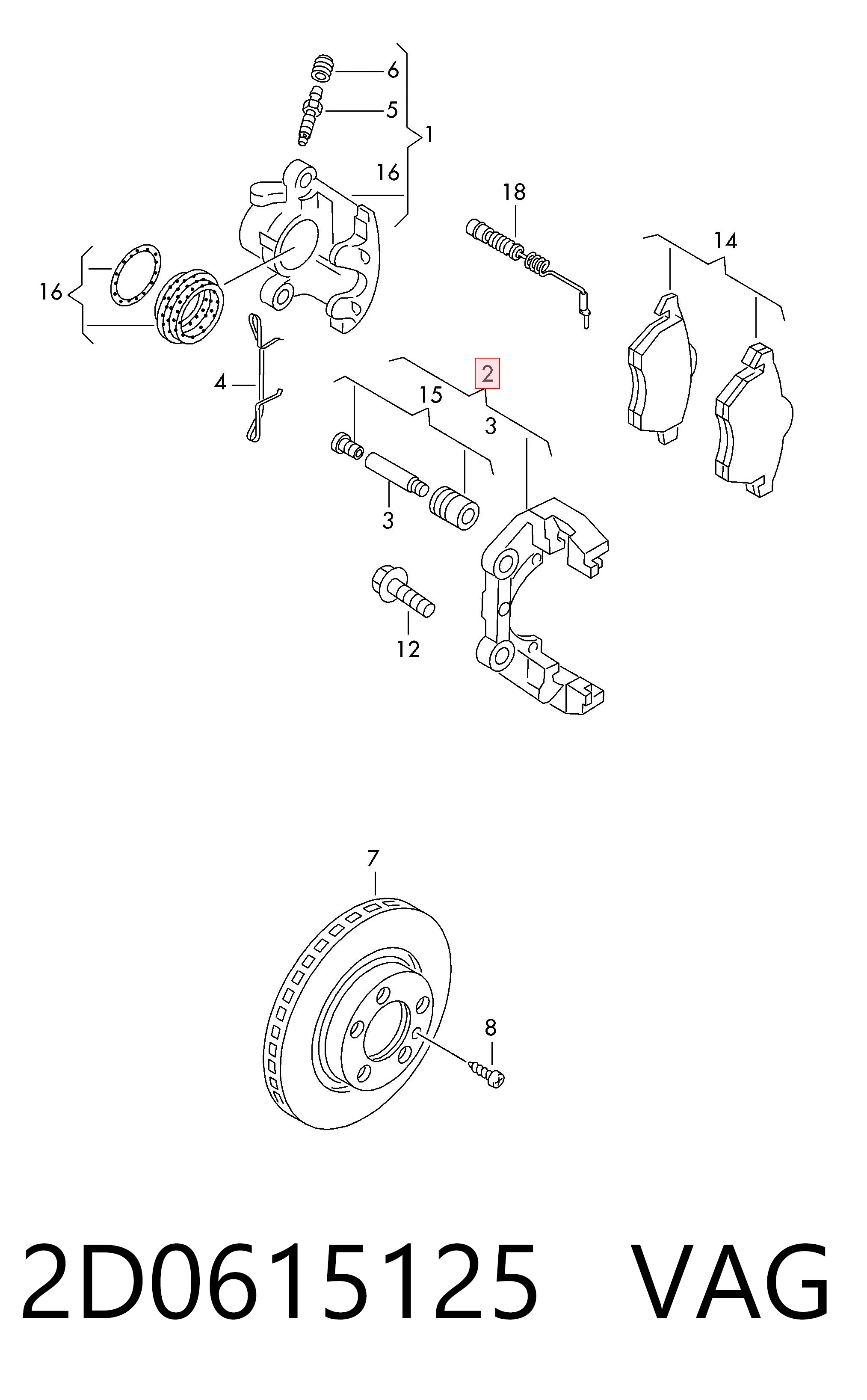 Скоба суппорта переднего на Volkswagen LT 28-35 II 2DB, 2DE, 2DK