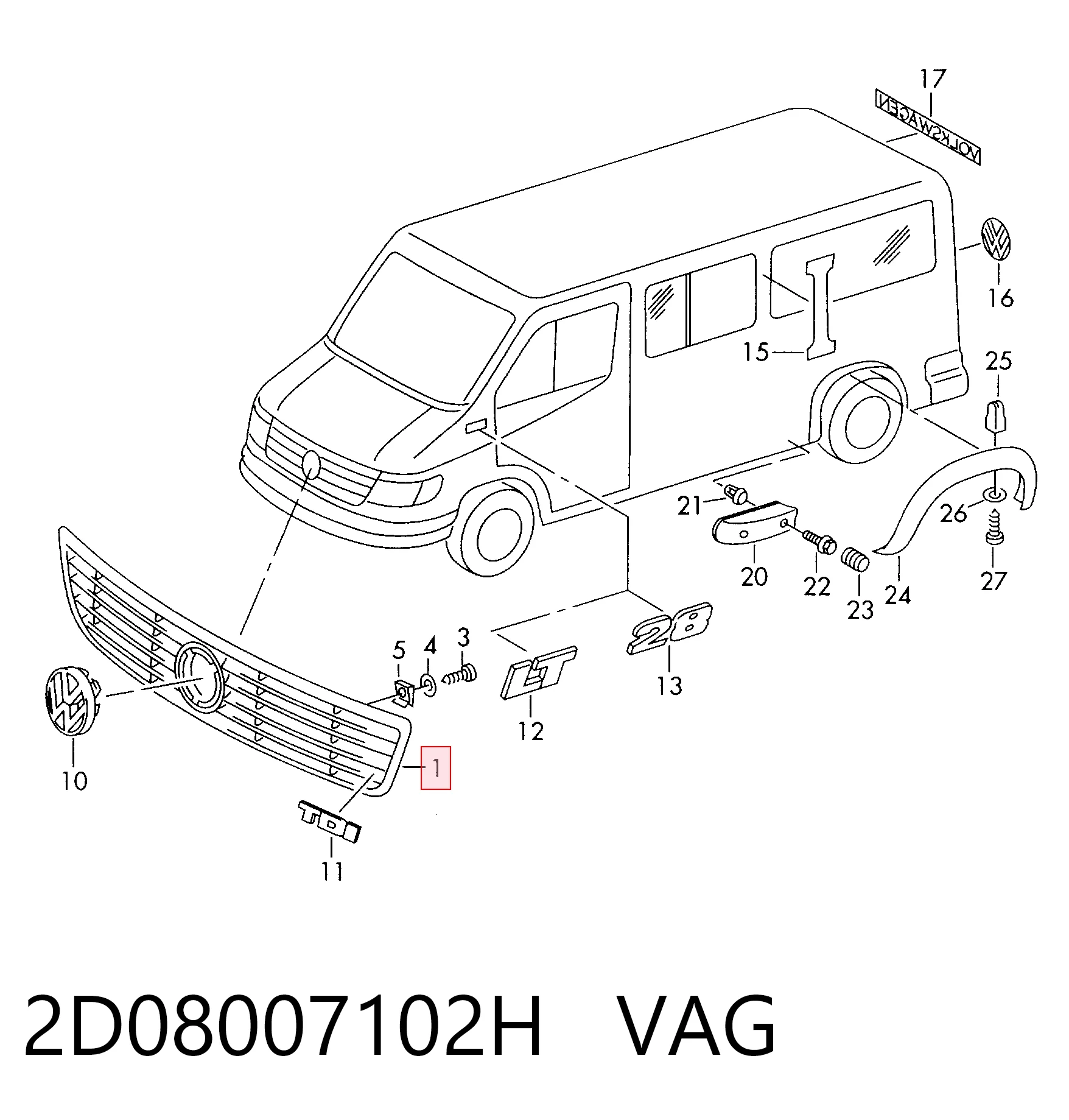  Решетка радиатора Volkswagen LT 