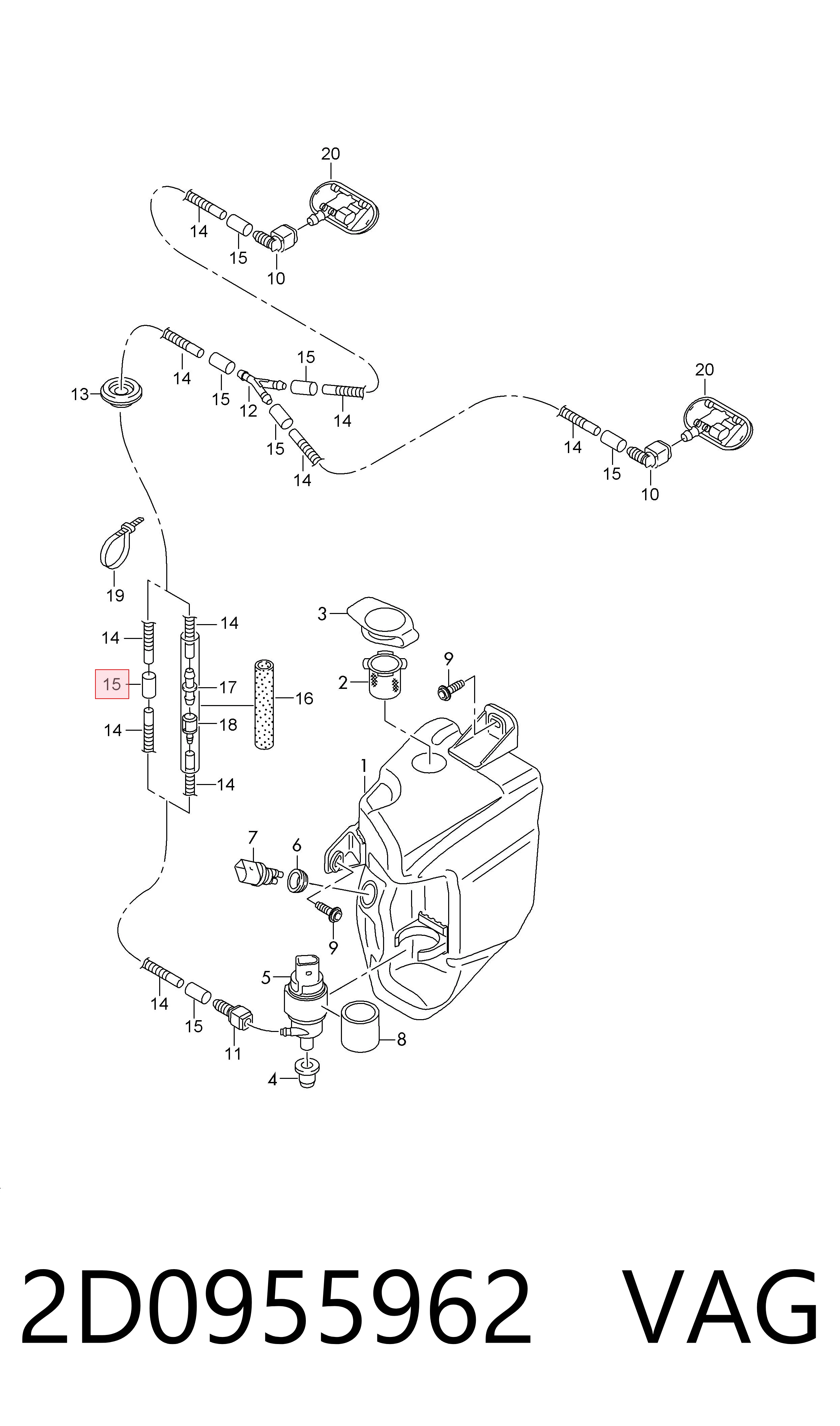 Шланг омывателя лобового стекла VAG 2D0955962 цена, от 14.83 USD