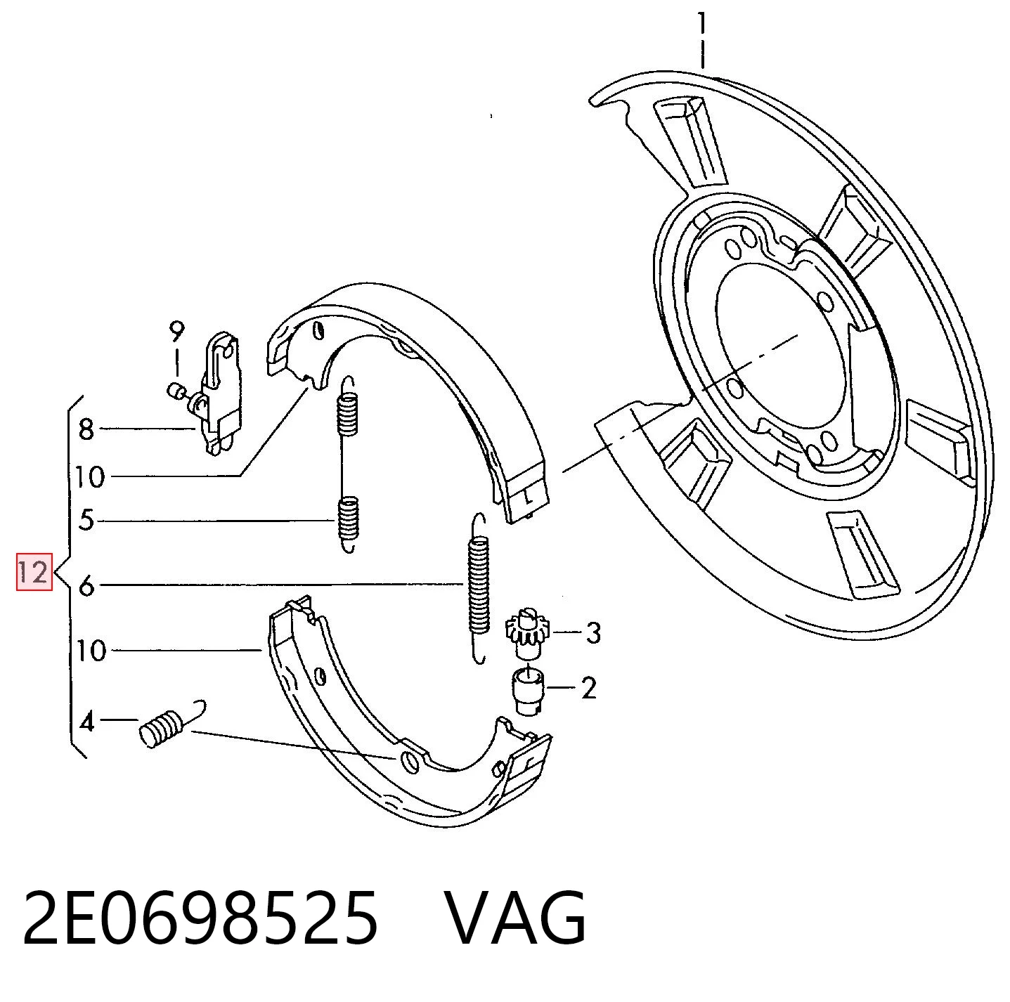 Колодки ручника 2E0698525 VAG