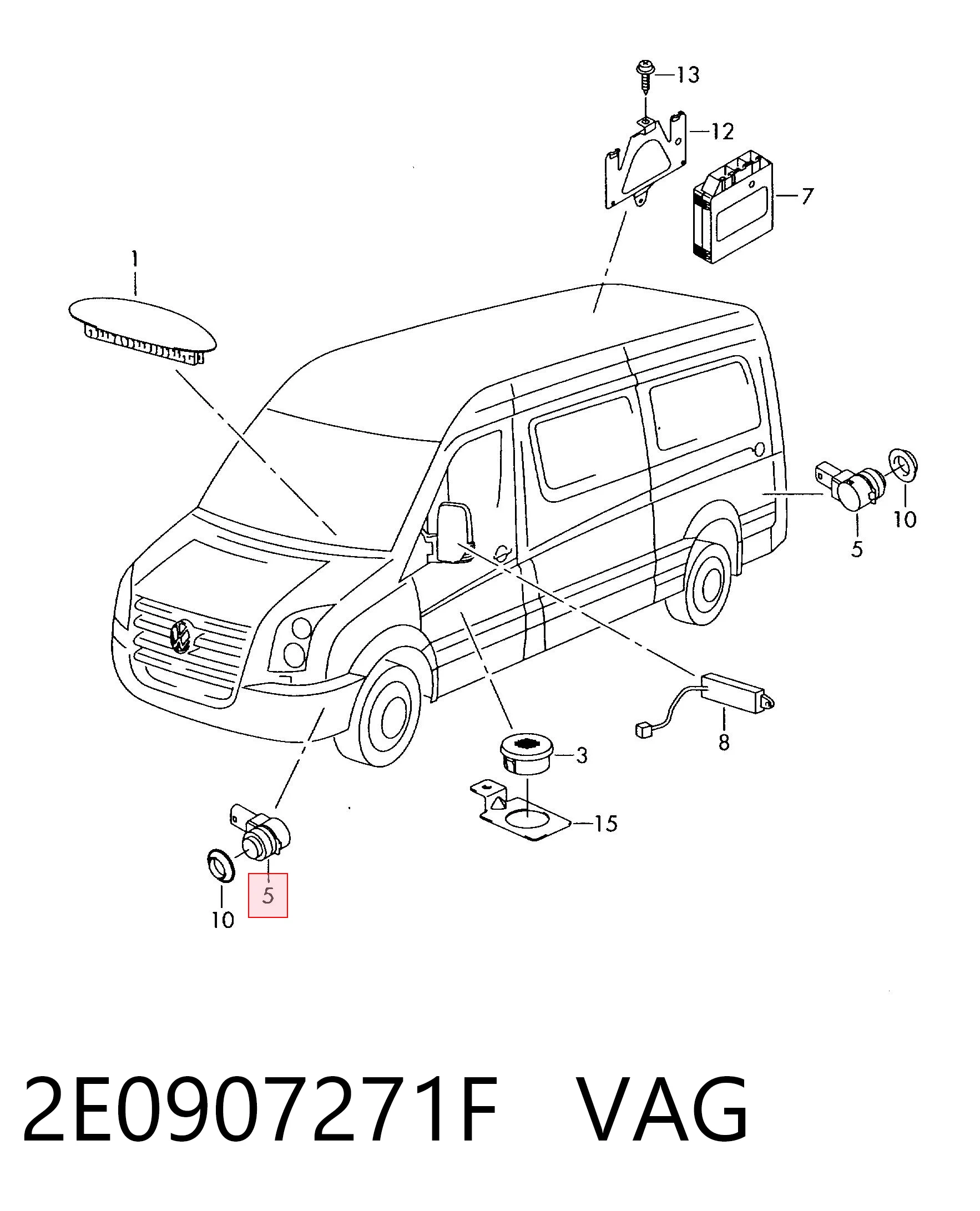 2E0907271F VAG Датчик сигнализации парковки (парктроник) передний боковой