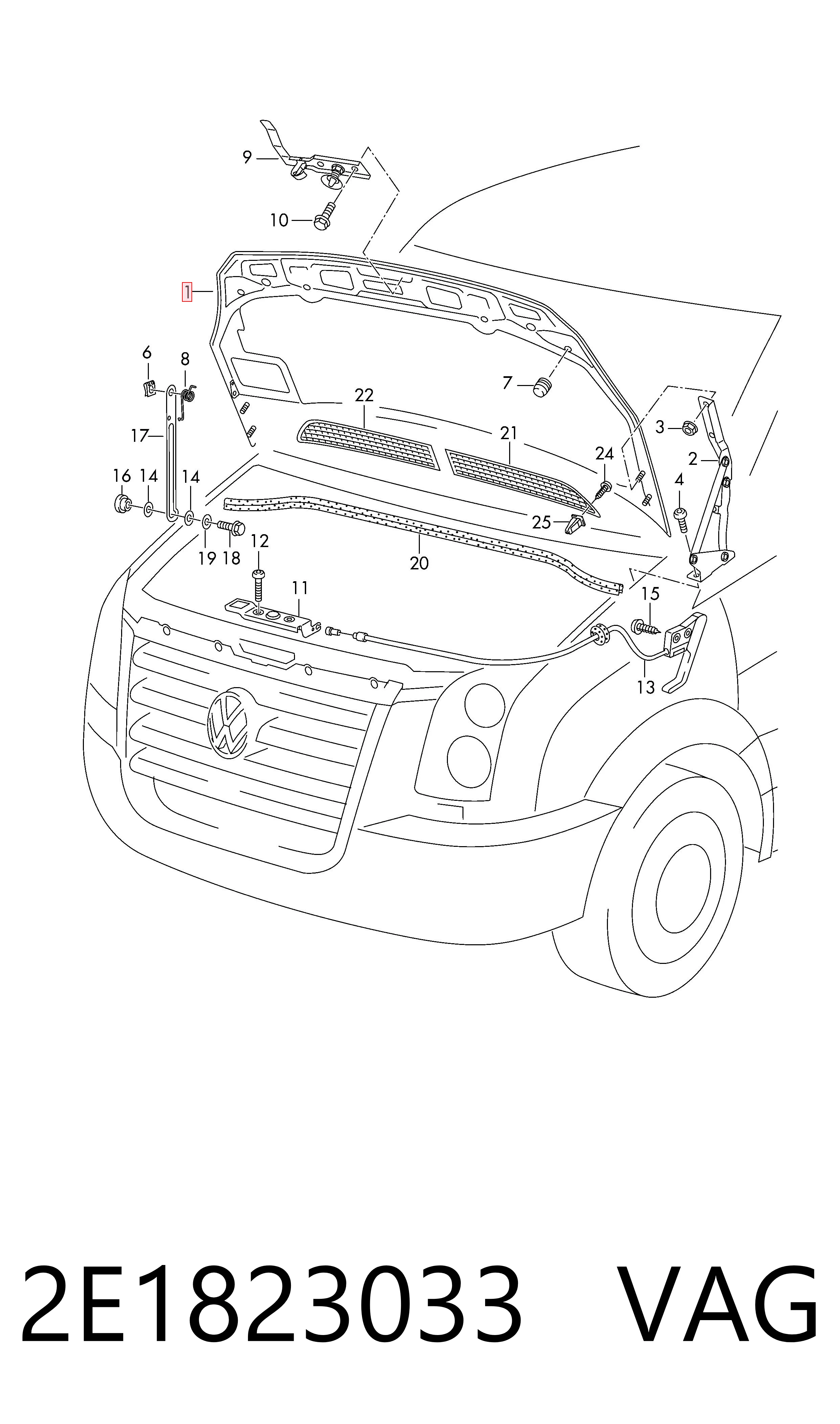 Капот Volkswagen Crafter 30-50 фургон (2E, 2EA, 2EB, 2ED, 2EH, 2EX) (2006 - 2016) цена, от 294.99 USD