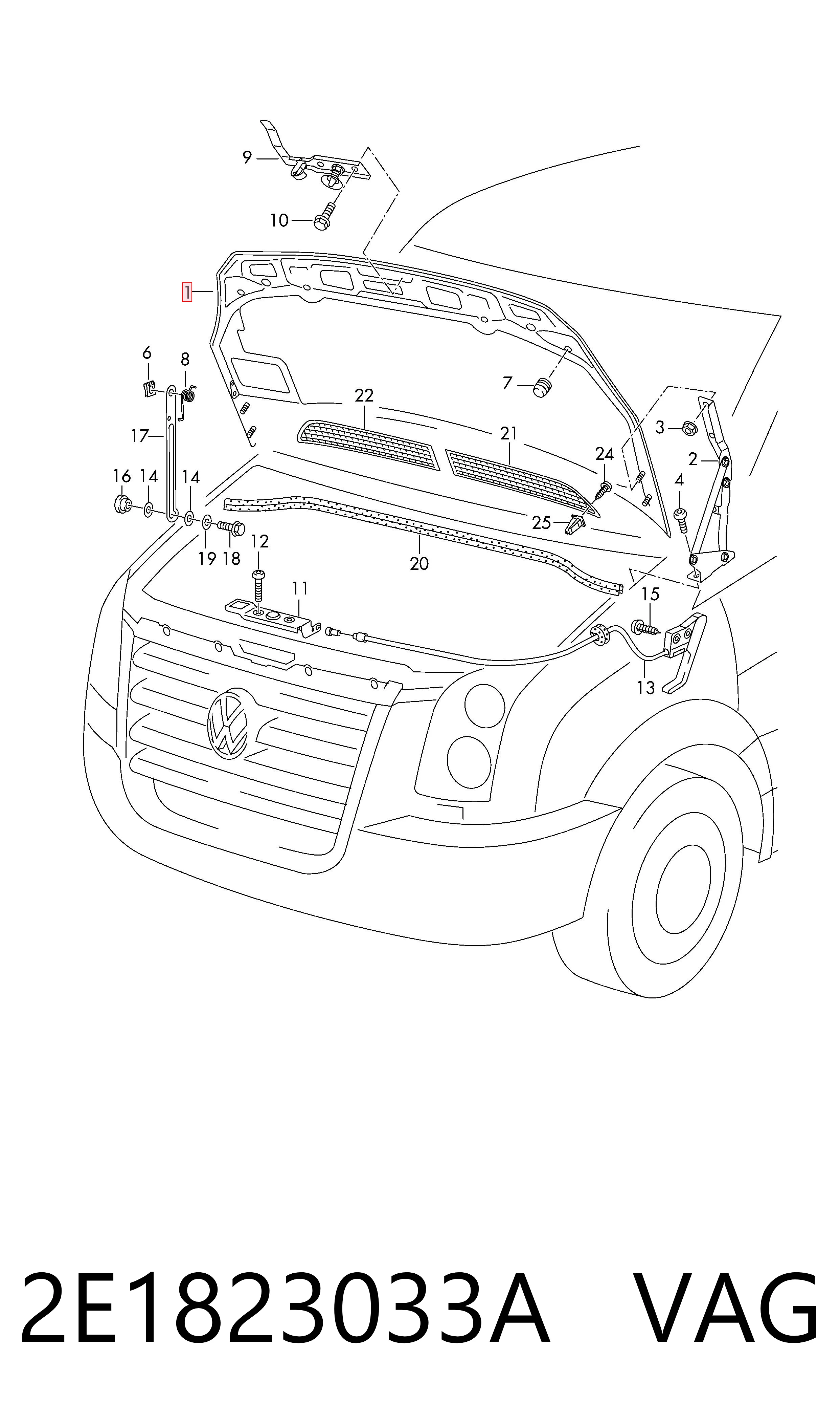 Купить Капот Фольксваген Крафтер 30-50 2E, 2EA, 2EB, 2ED, 2EH, 2EX