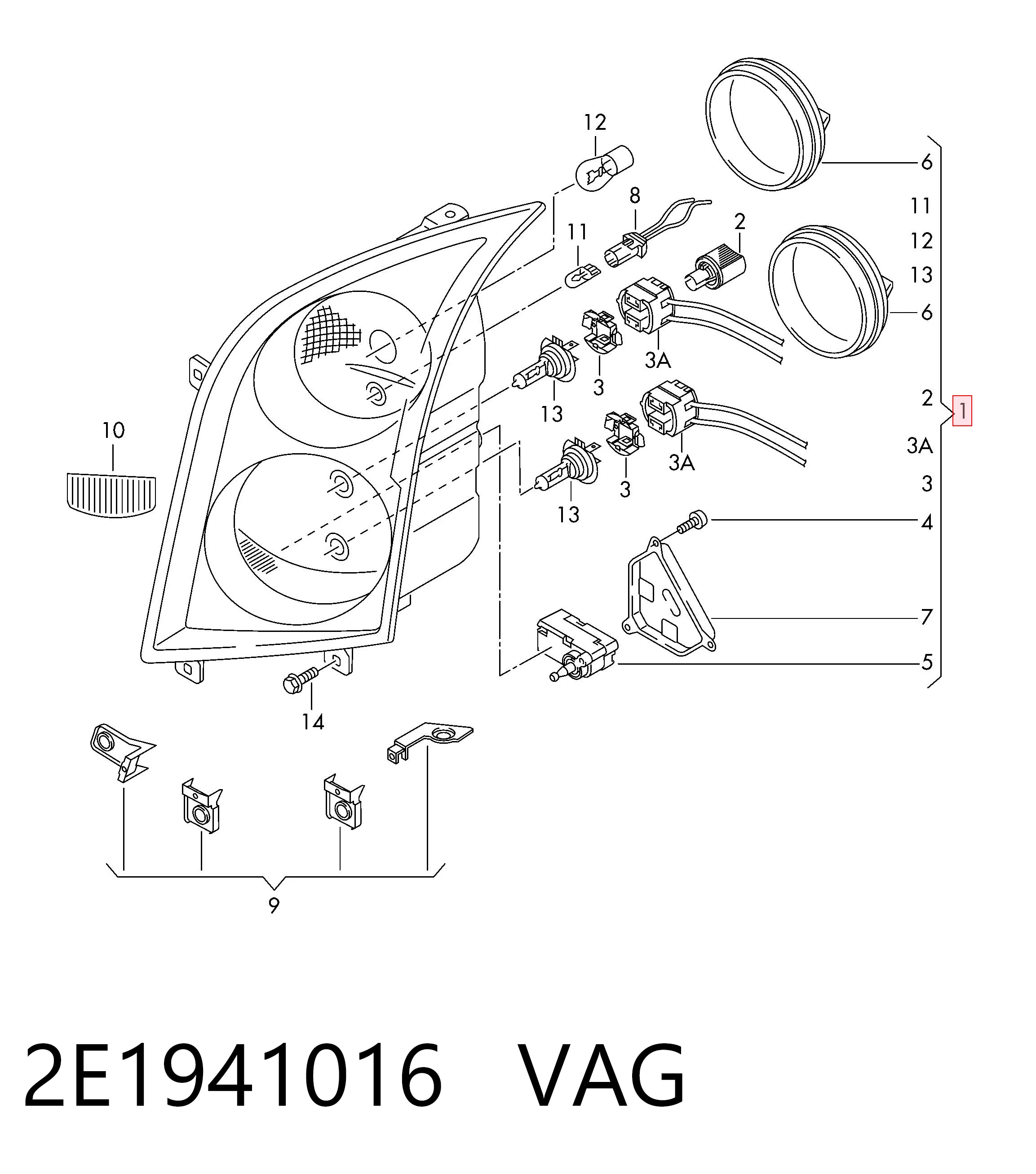 2E1941016 VAG Фара передняя правая