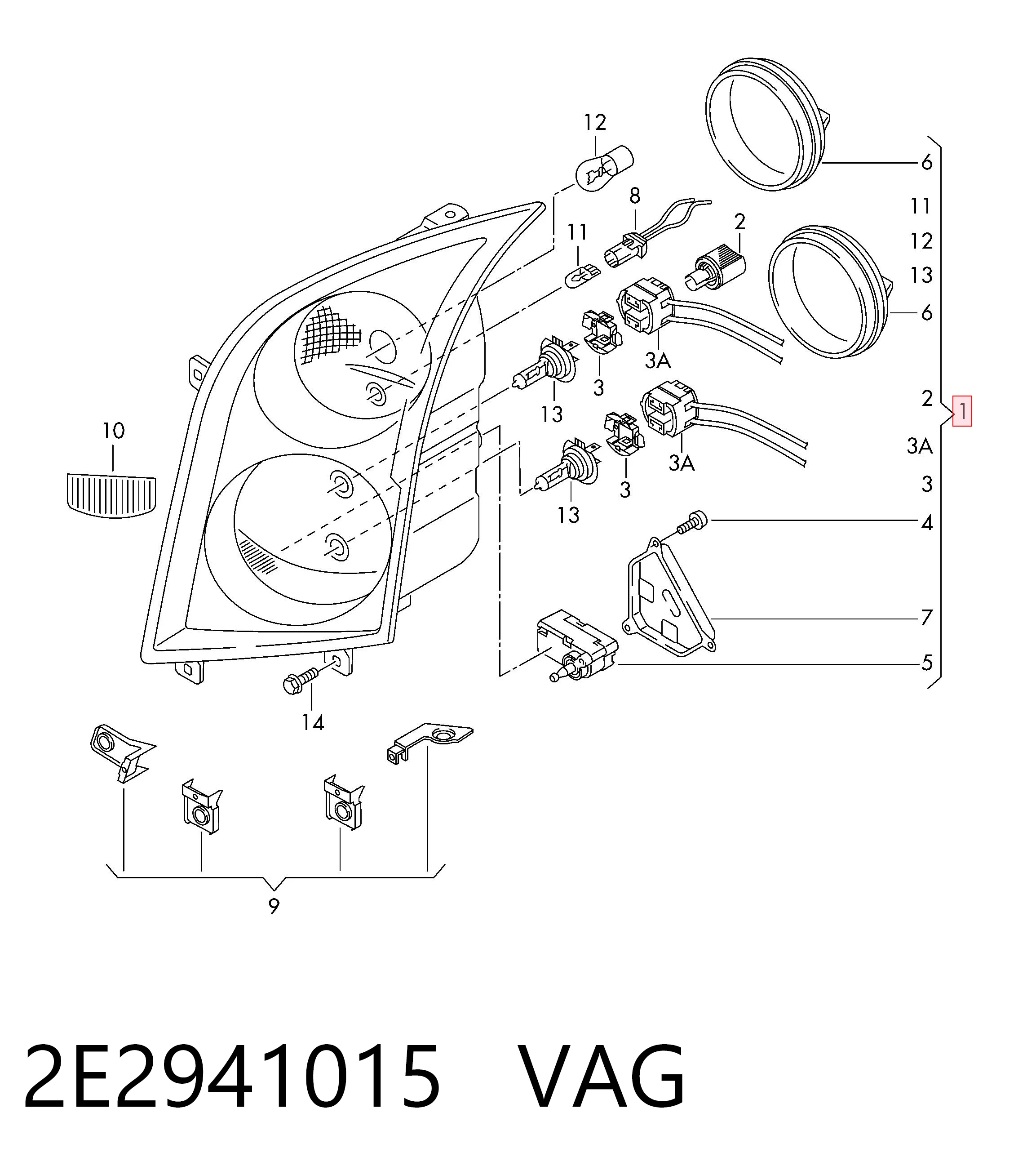 2E2941015 VAG Фара