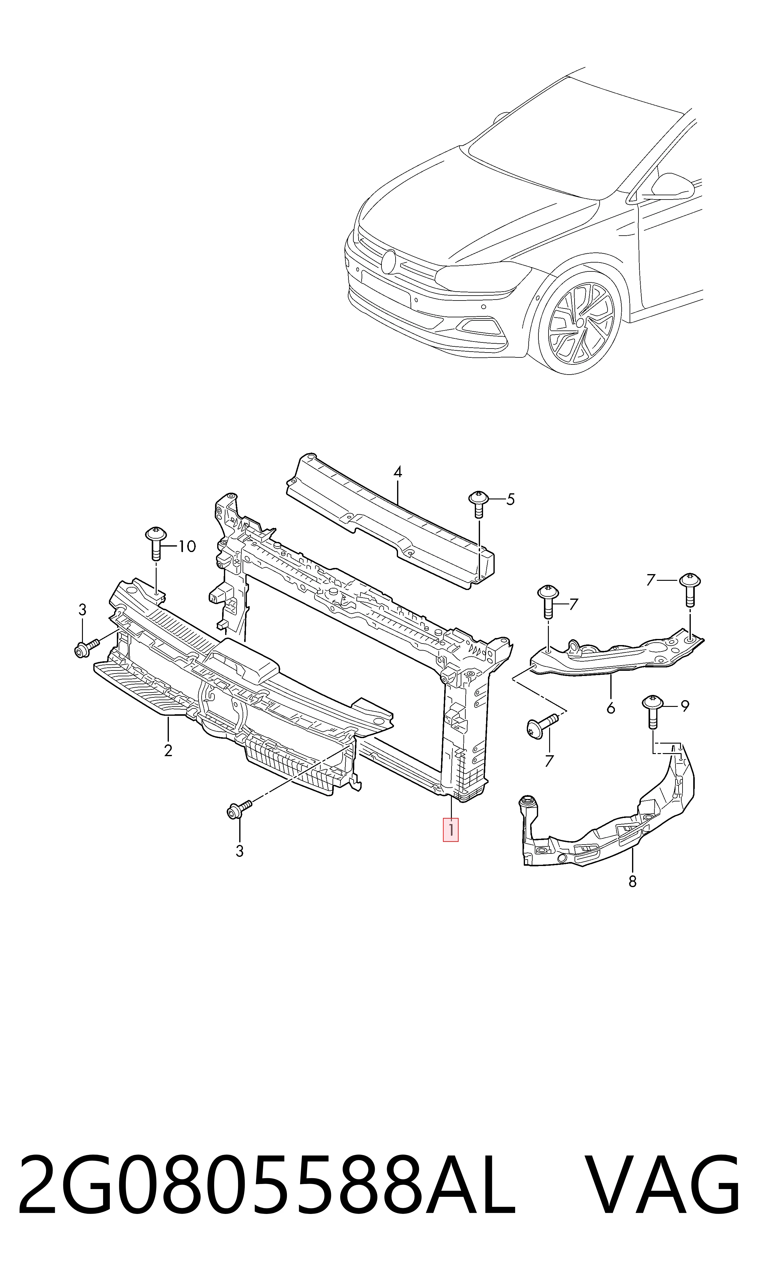 Панель передняя Volkswagen Polo VI хэтчбек (AW1, BZ1, AE1) (2017 - 2026) цена, от 47.29 USD