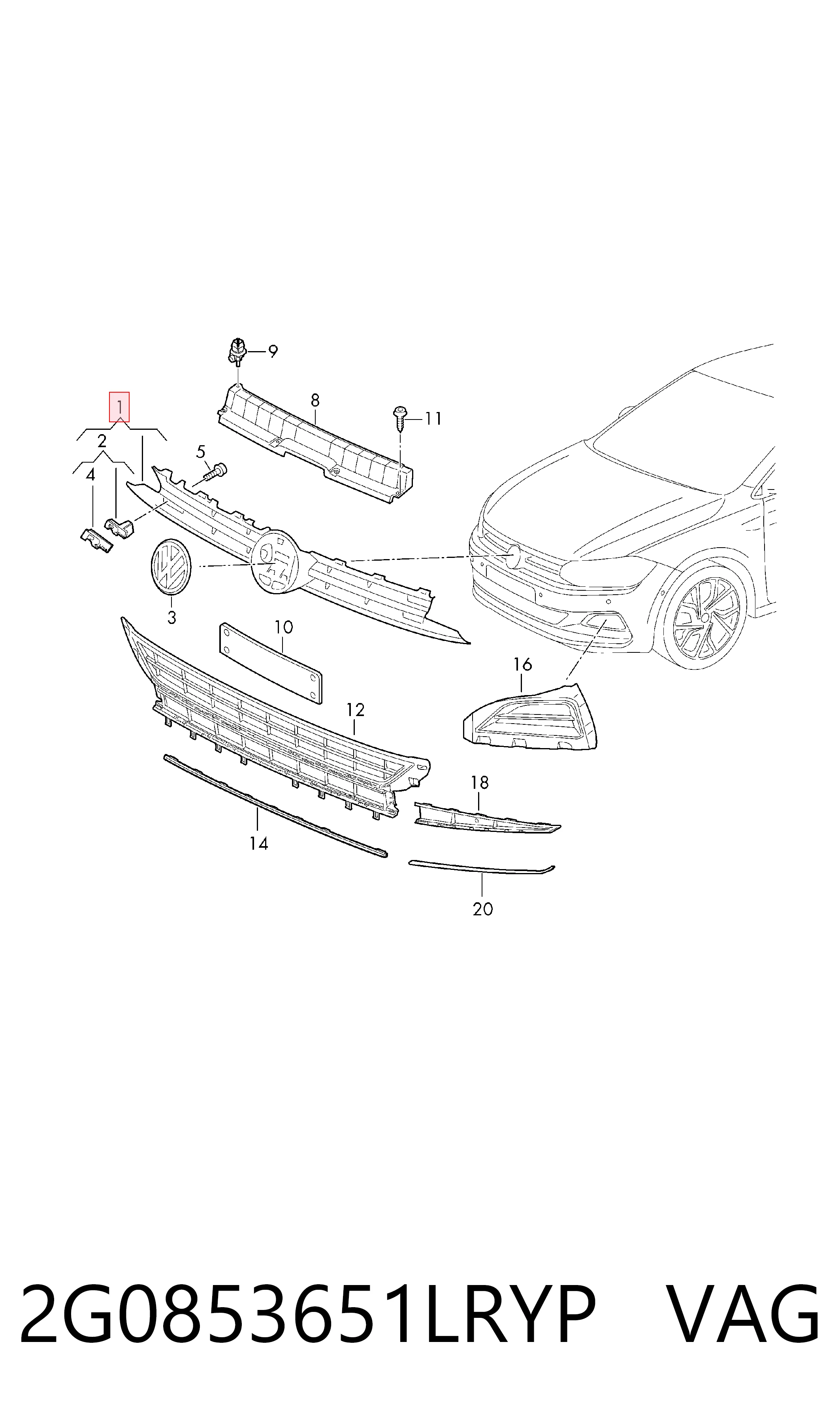  Решетка радиатора Volkswagen Polo 6