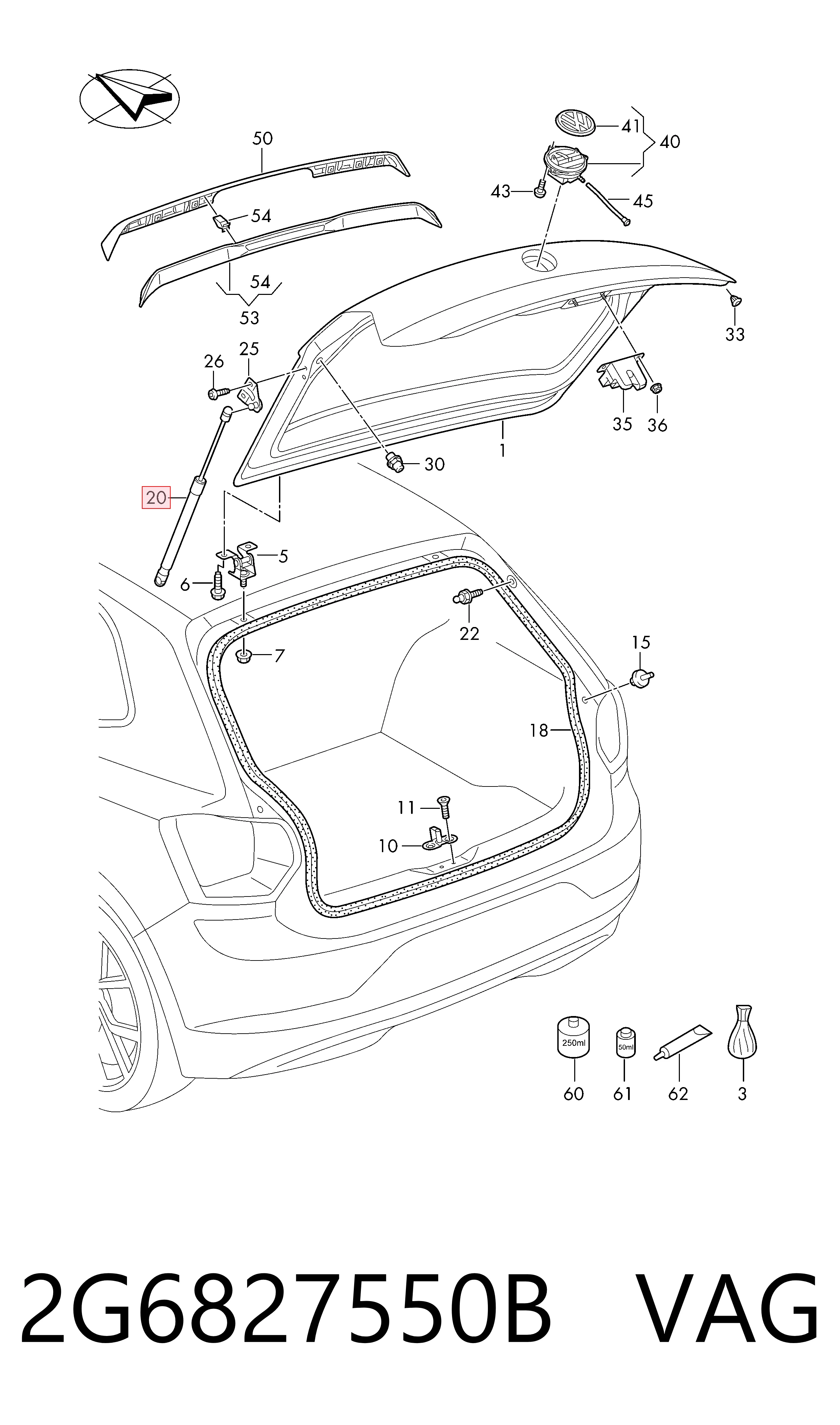 Амортизатор крышки багажника на Volkswagen Polo VI AW1, BZ1, AE1