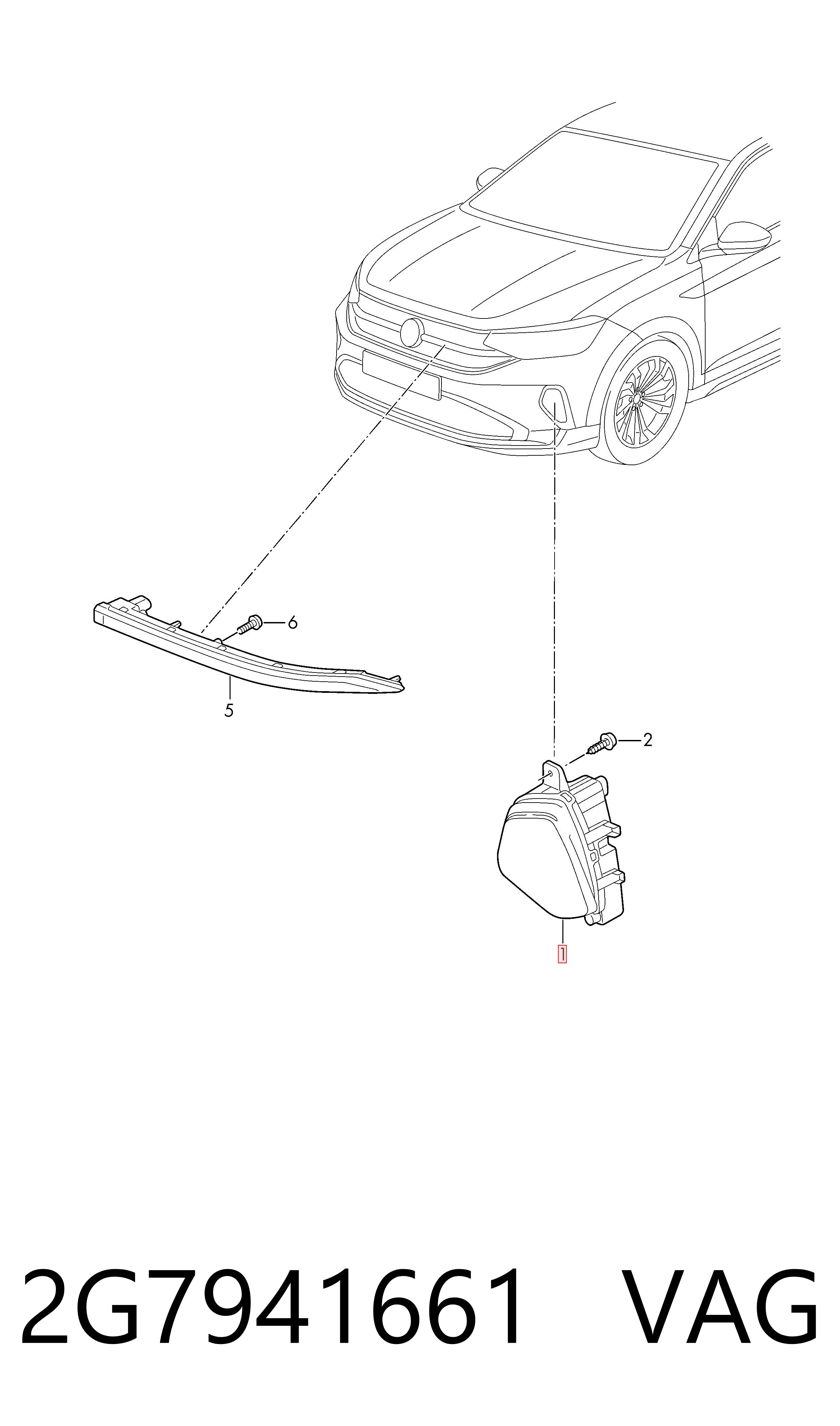2G7941661 VAG Противотуманная фара левая
