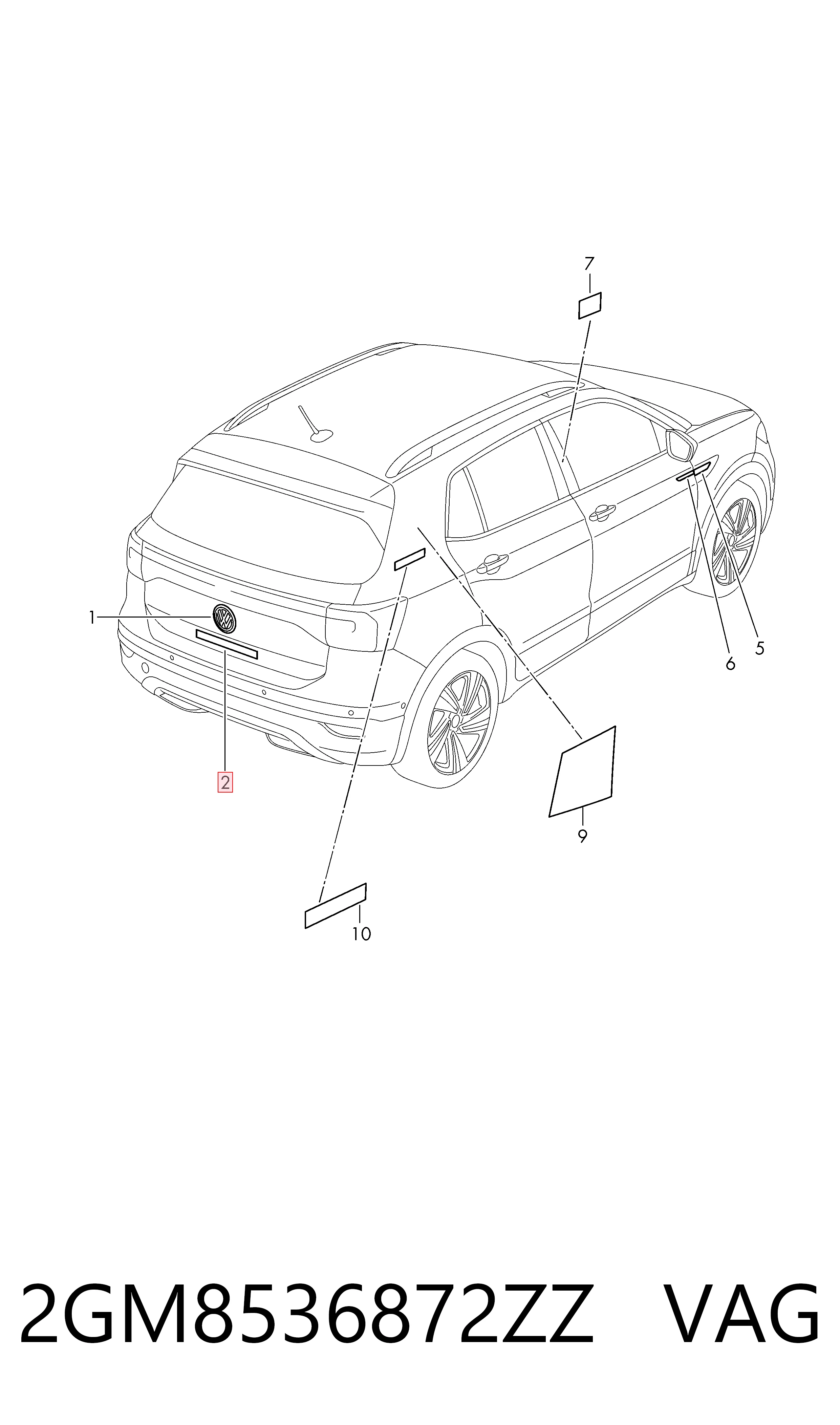 2GM8536872ZZ VAG Фирменный значек на багажник