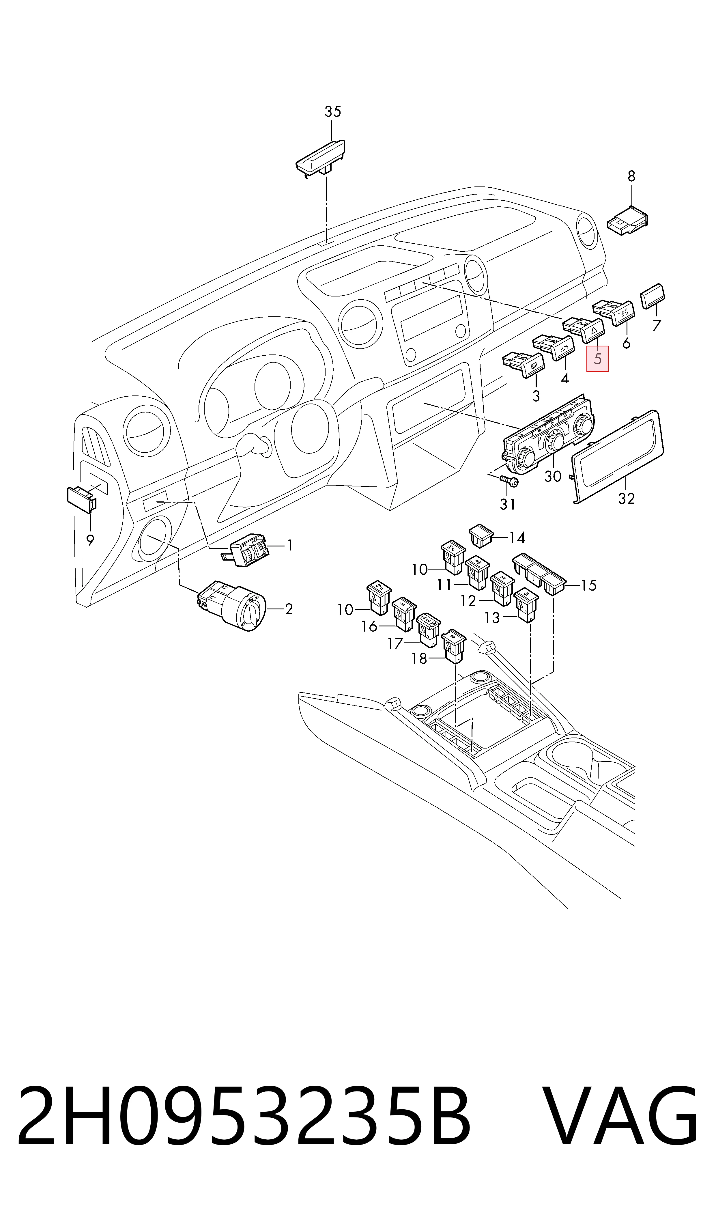 2H0953235B VAG Аварийная кнопка