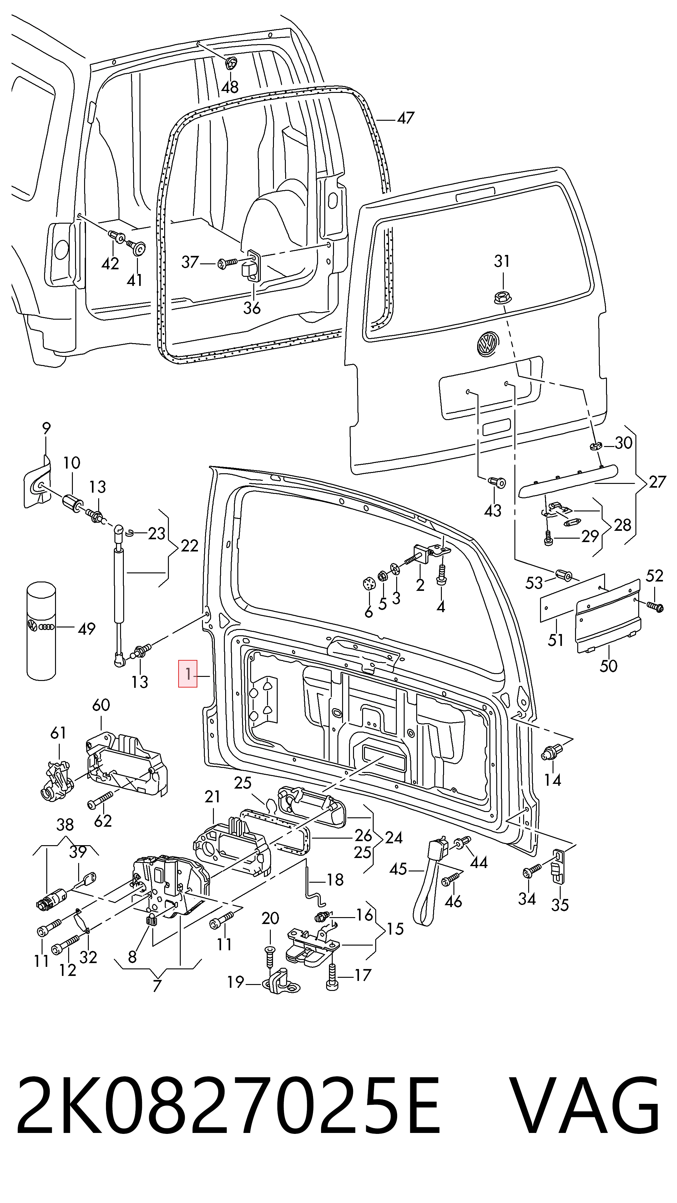 Задняя дверь на Volkswagen Caddy III 2KB, 2KJ, 2CB, 2CJ