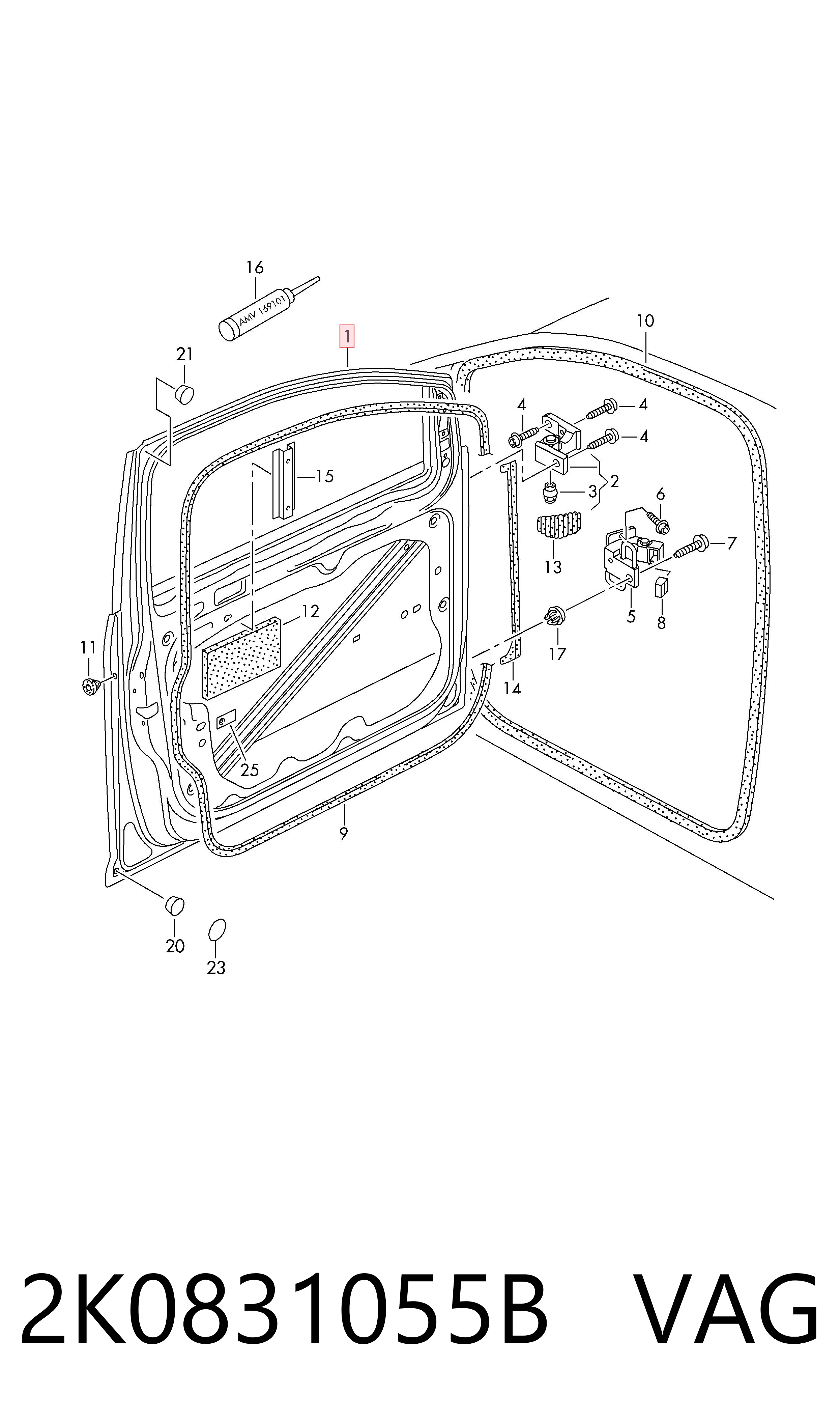 Водительская дверь на Volkswagen Caddy III 2KB, 2KJ, 2CB, 2CJ