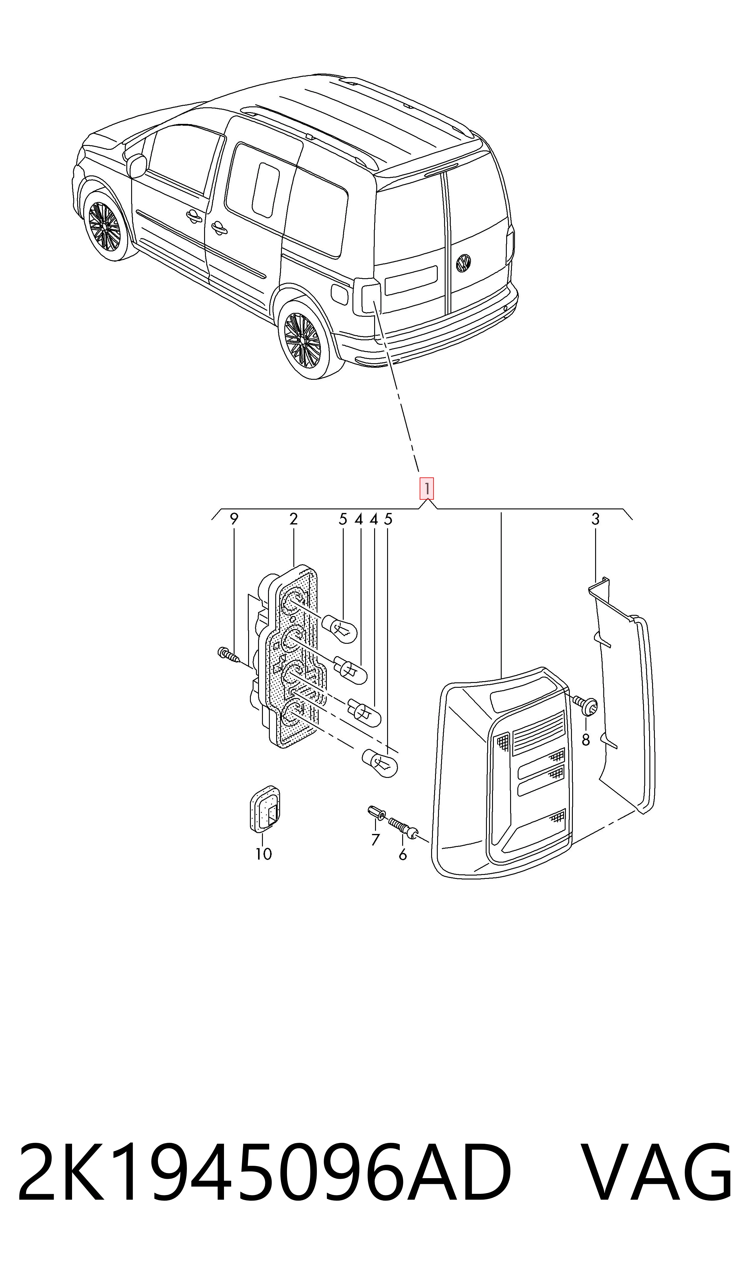  Задний фонарь Volkswagen Caddy 4