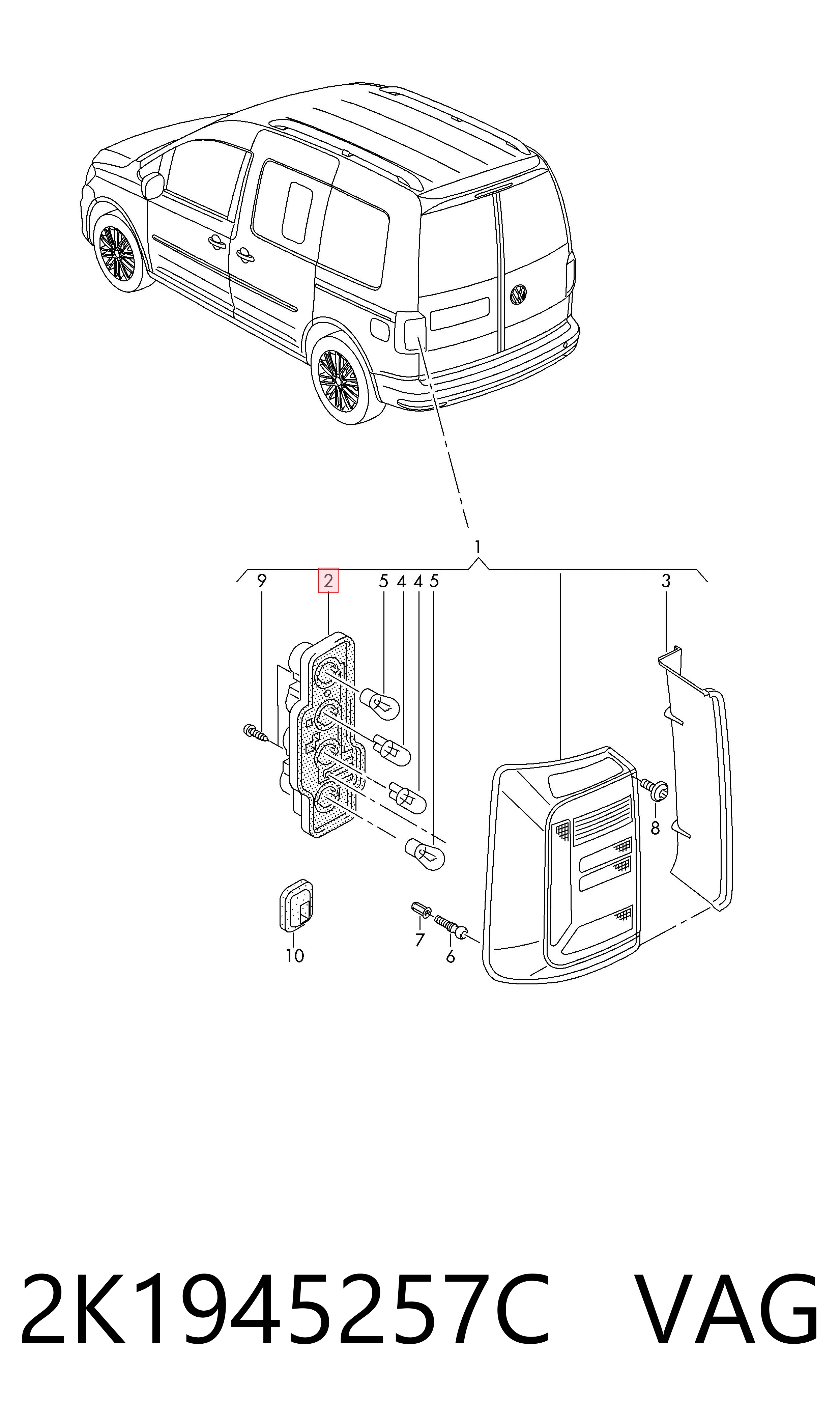 Плата заднего фонаря контактная VAG 2K1945257C цена, от 30.77 USD