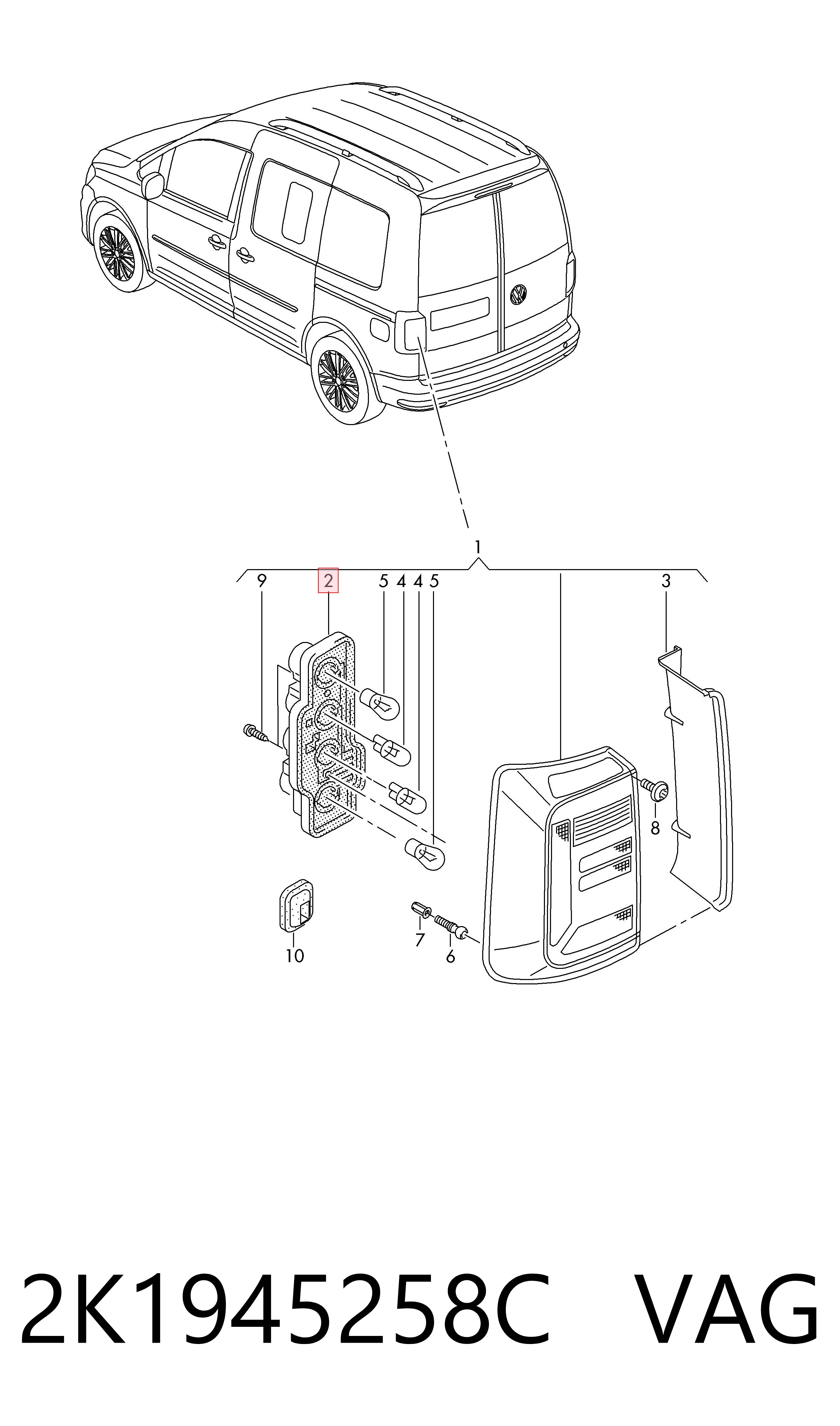Плата заднего фонаря контактная VAG 2K1945258C цена, от 30.77 USD