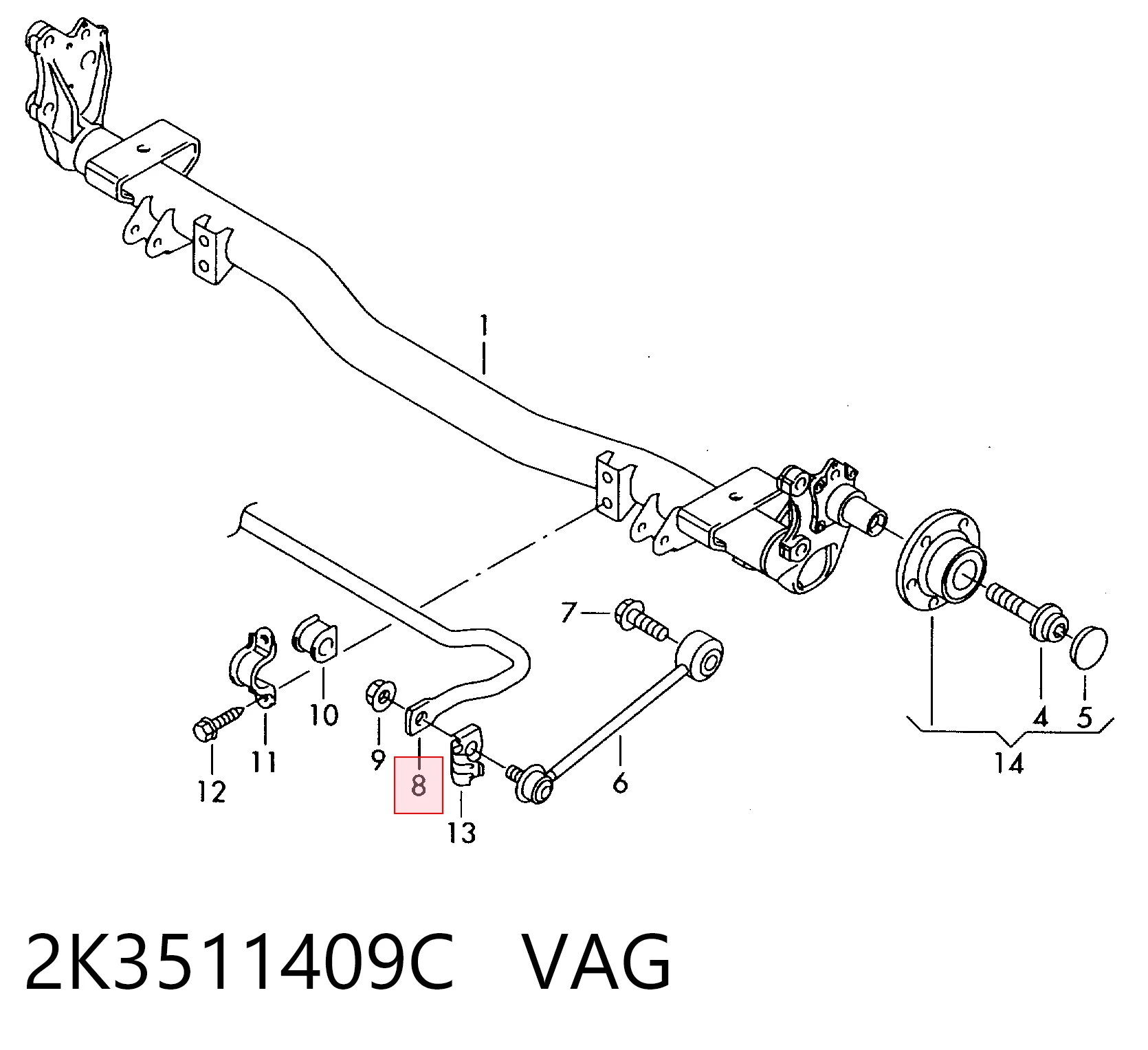 2K3511409C VAG Стабилизатор задней балки