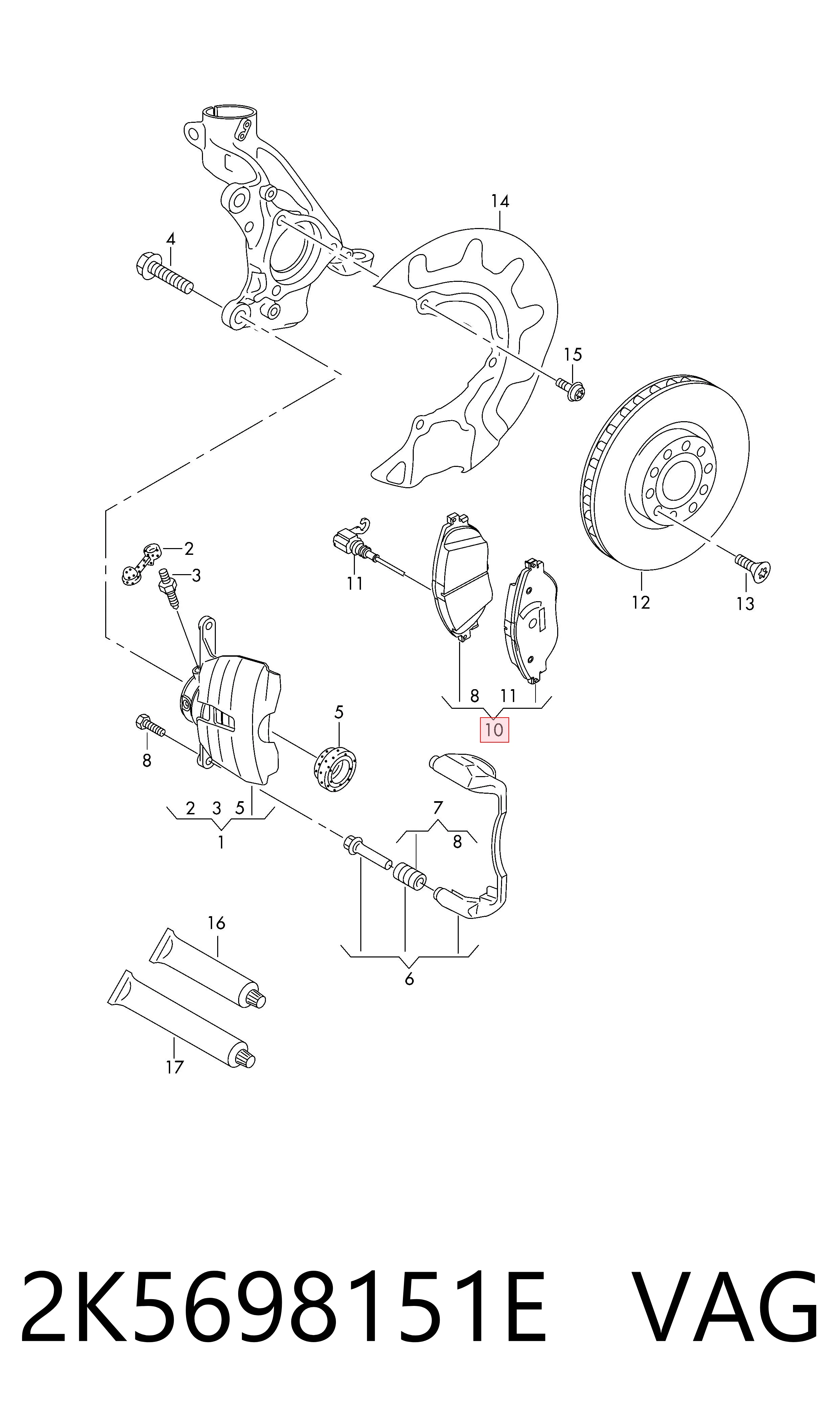 2K5698151E VAG Колодки передние