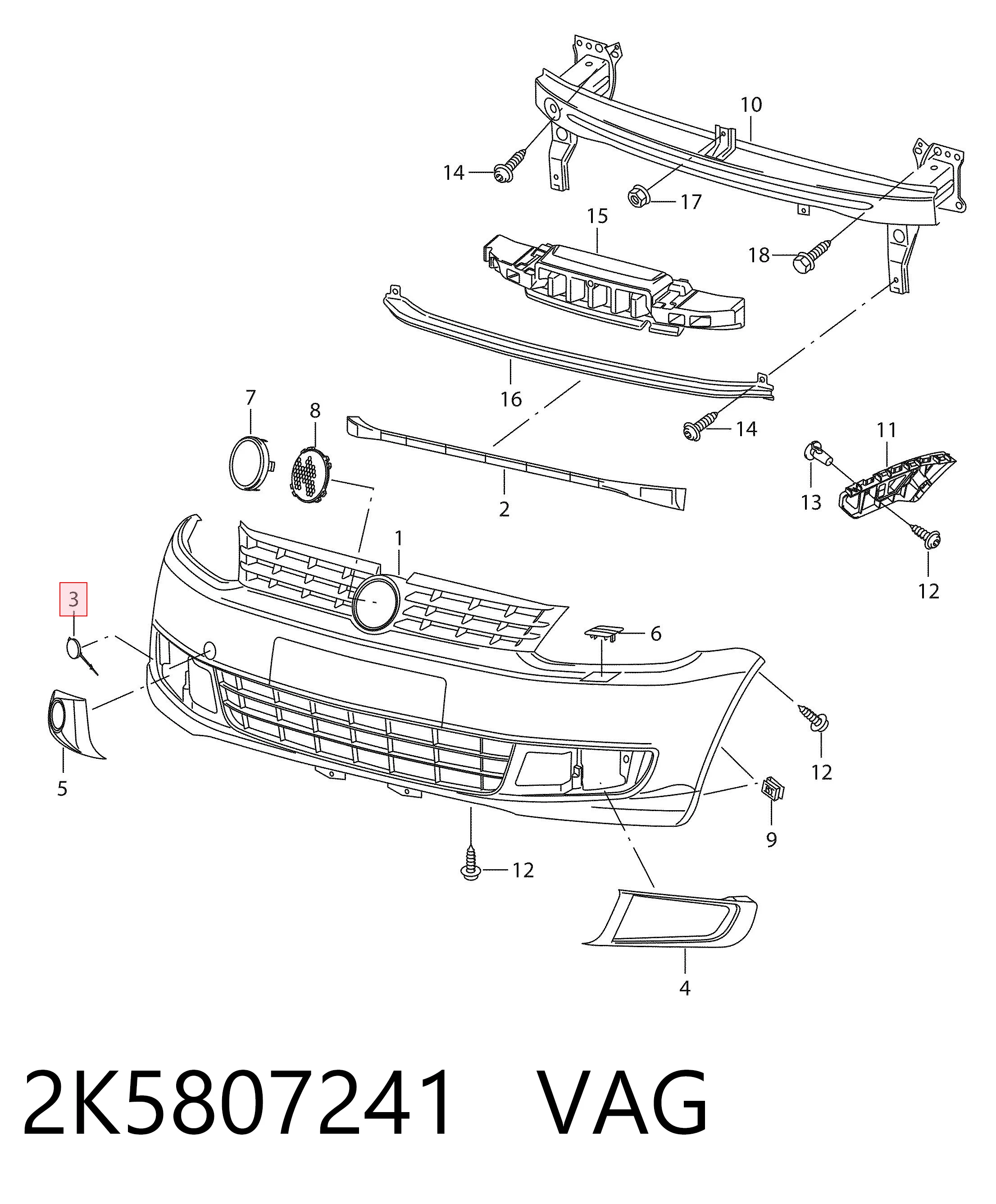 Заглушка буксировочного крюка в передний бампер Volkswagen Caddy IV универсал (SAB, SAJ) (2015 - 2026) цена, от 7.14 USD