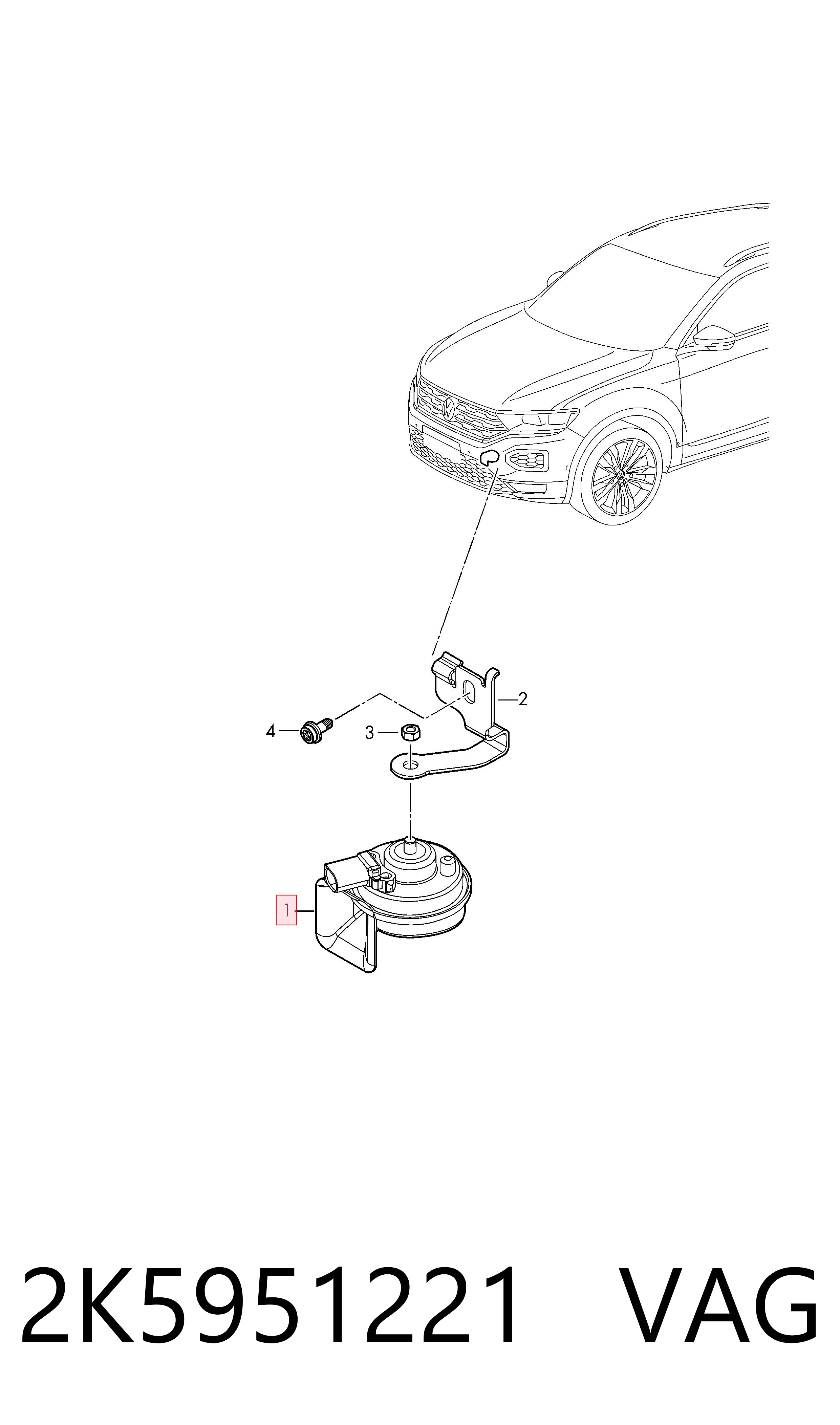 Клаксон на Volkswagen Caddy III 2KB, 2KJ, 2CB, 2CJ