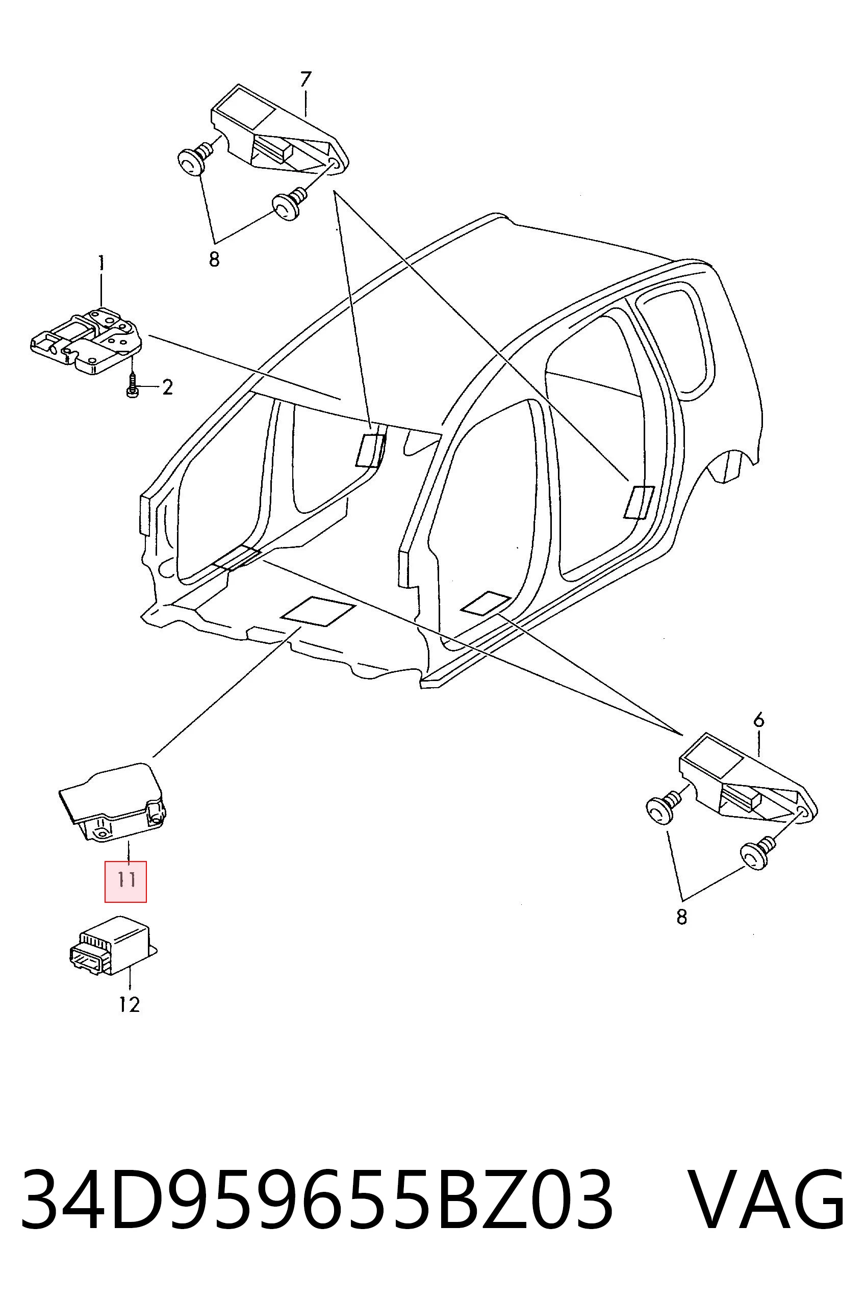 34D959655BZ03 VAG Блок управления airbag