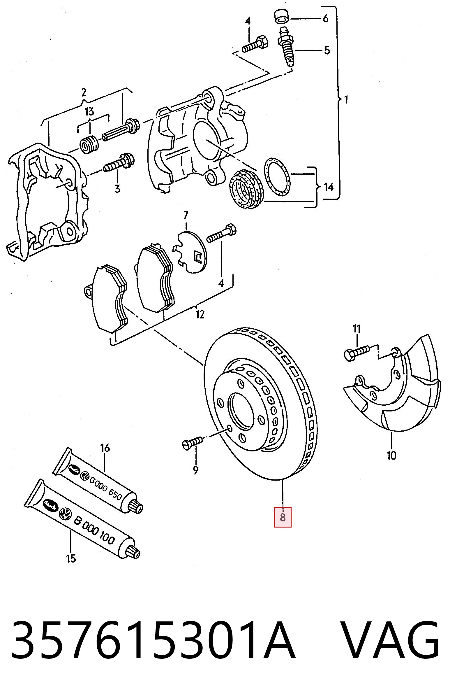 Тормоз дисковый передний Volkswagen Passat B3, B4 универсал (3A5, 351, 315) (1988 - 1997) цена, от 34.61 USD