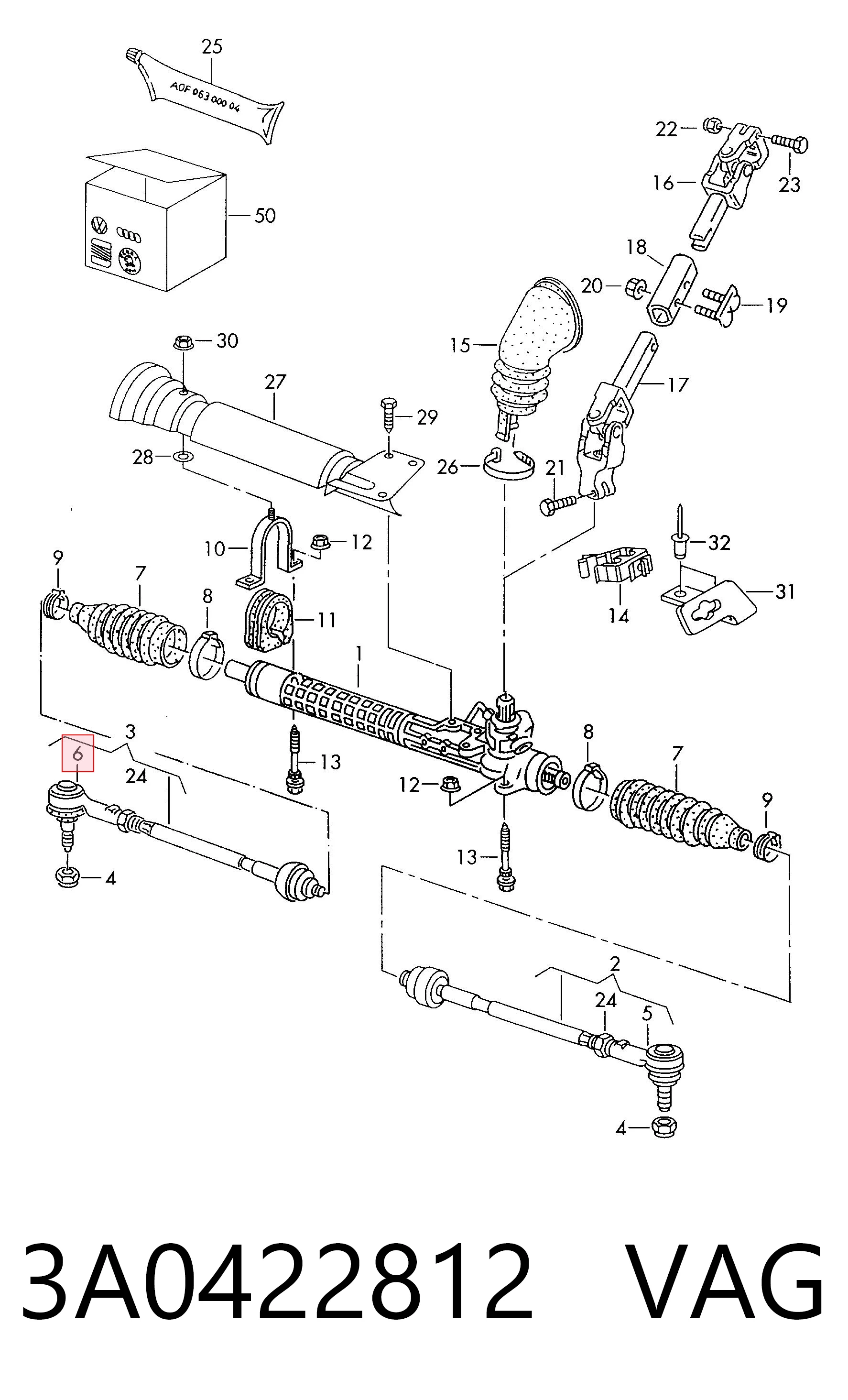 3A0422812 VAG Наружный наконечник рулевой тяги