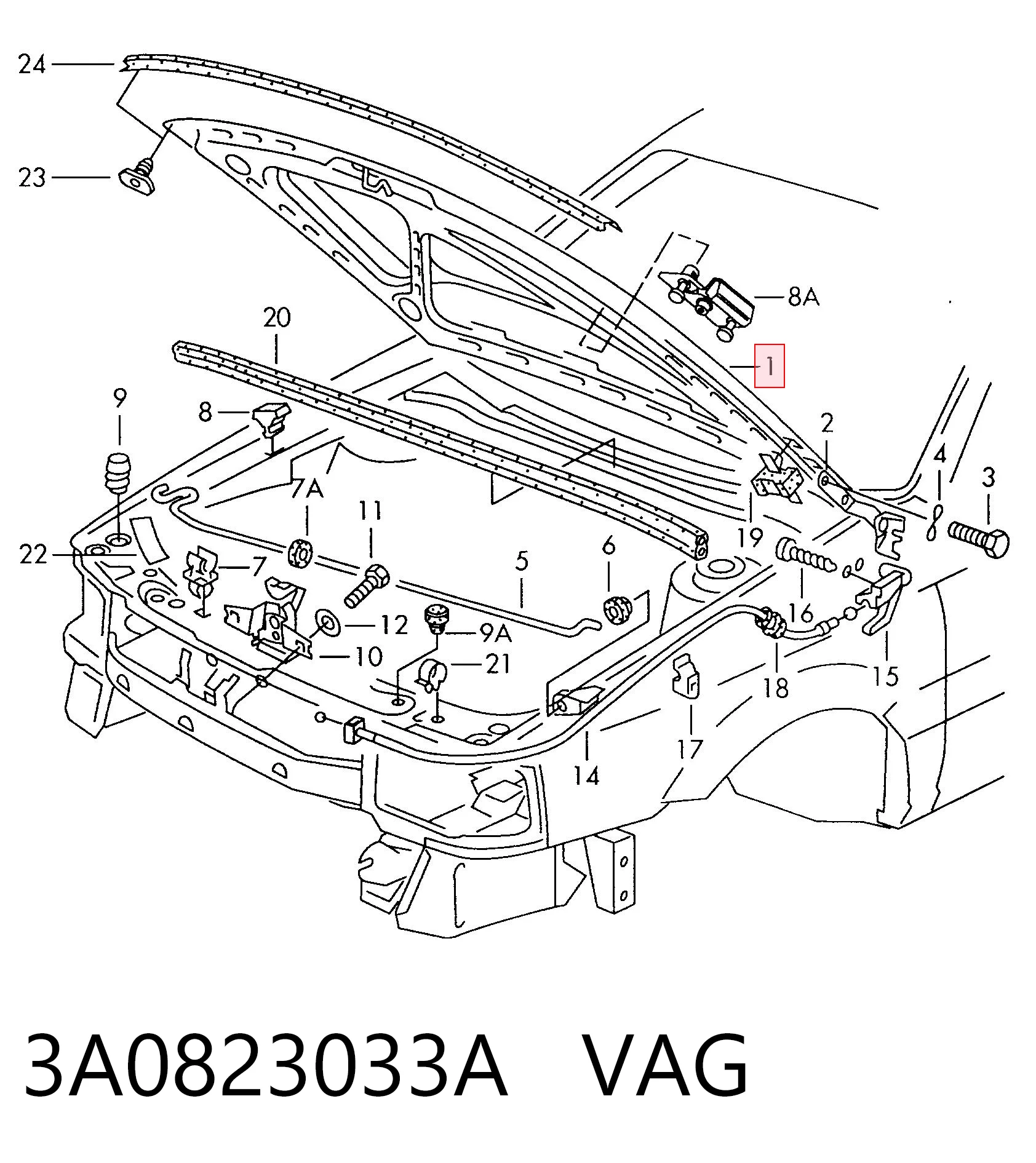 Капот на Volkswagen Passat B3, B4 3A2, 351, 312