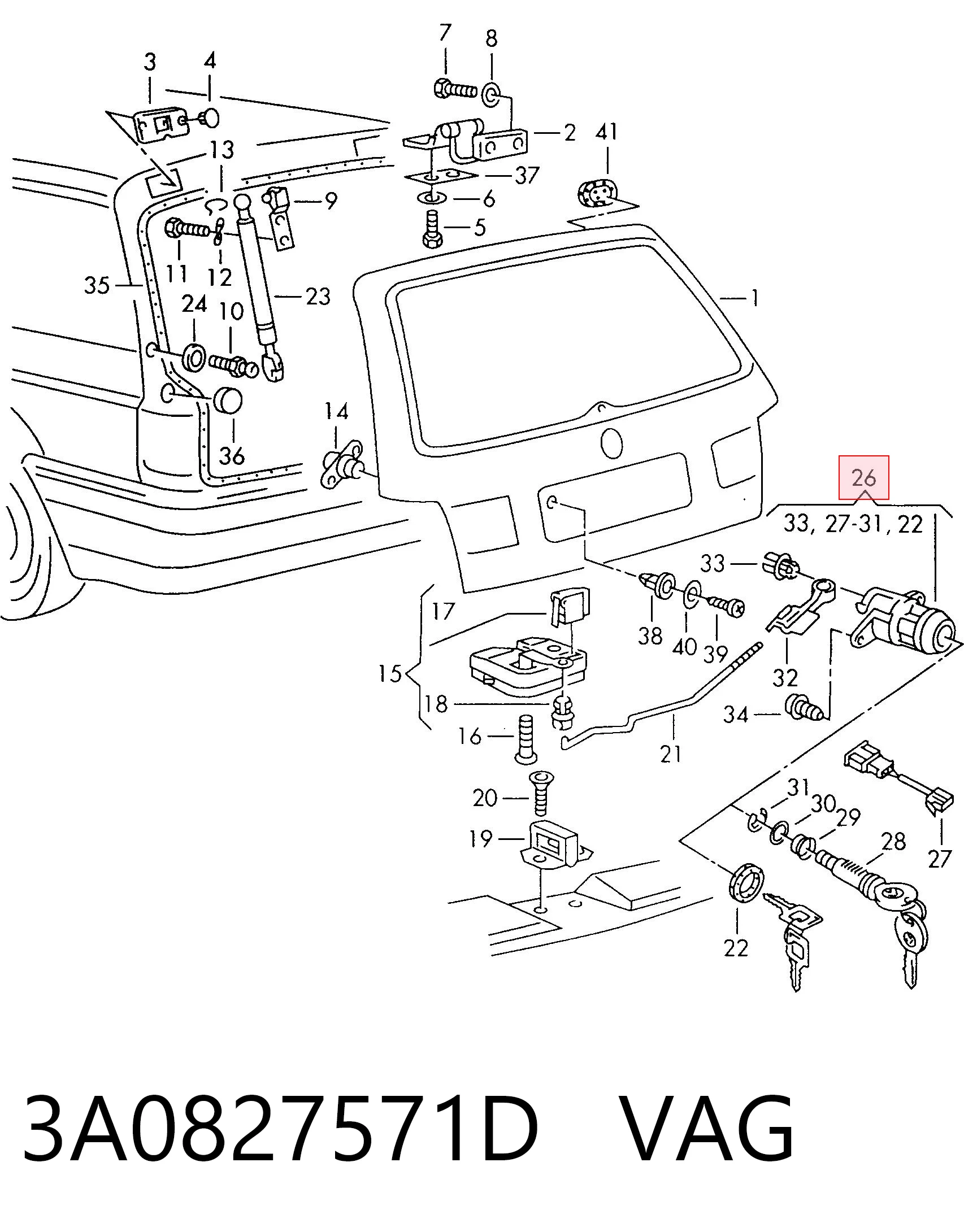  Замок багажника Volkswagen Passat 