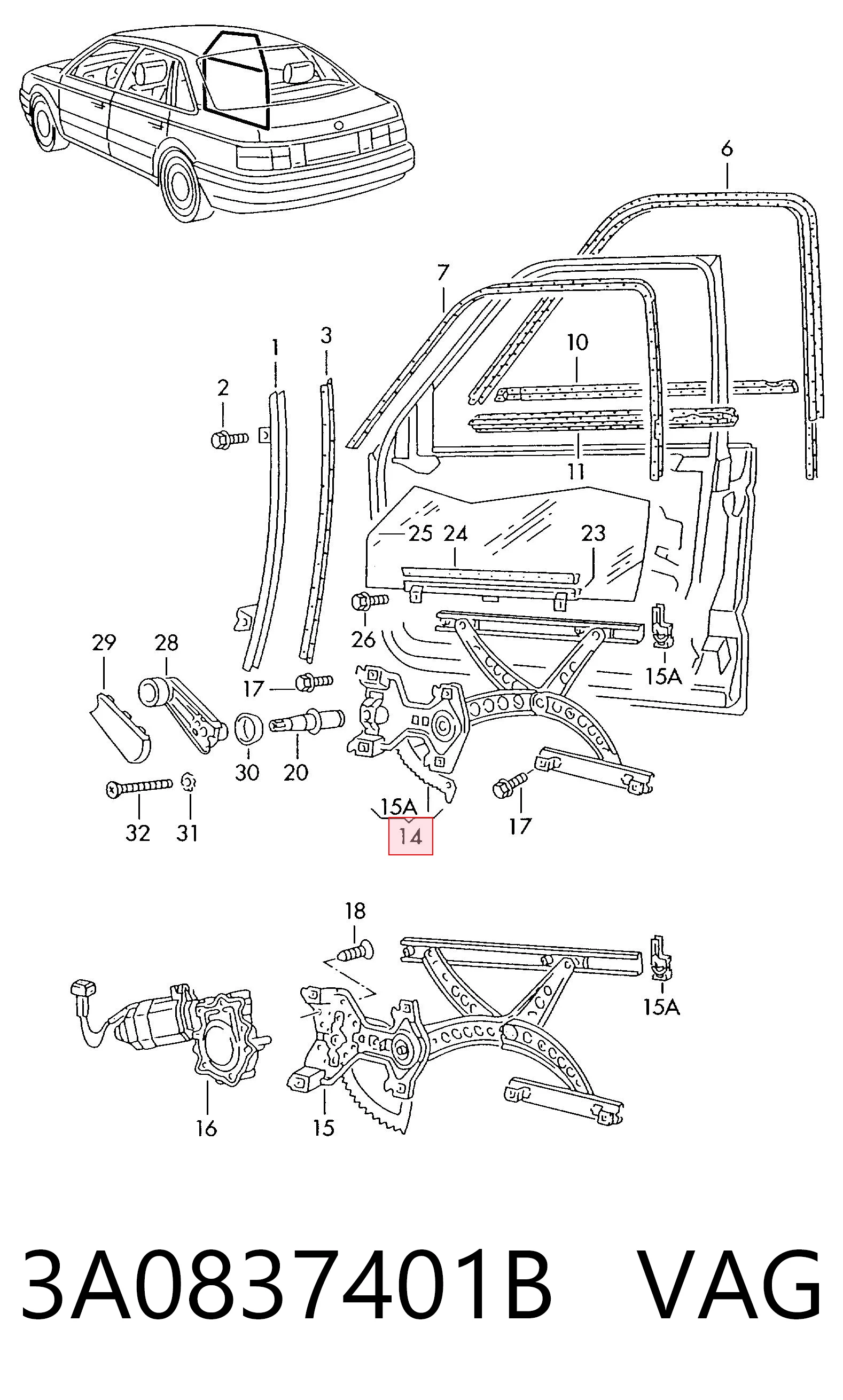  Стеклоподъемник передней левой двери Volkswagen Passat 