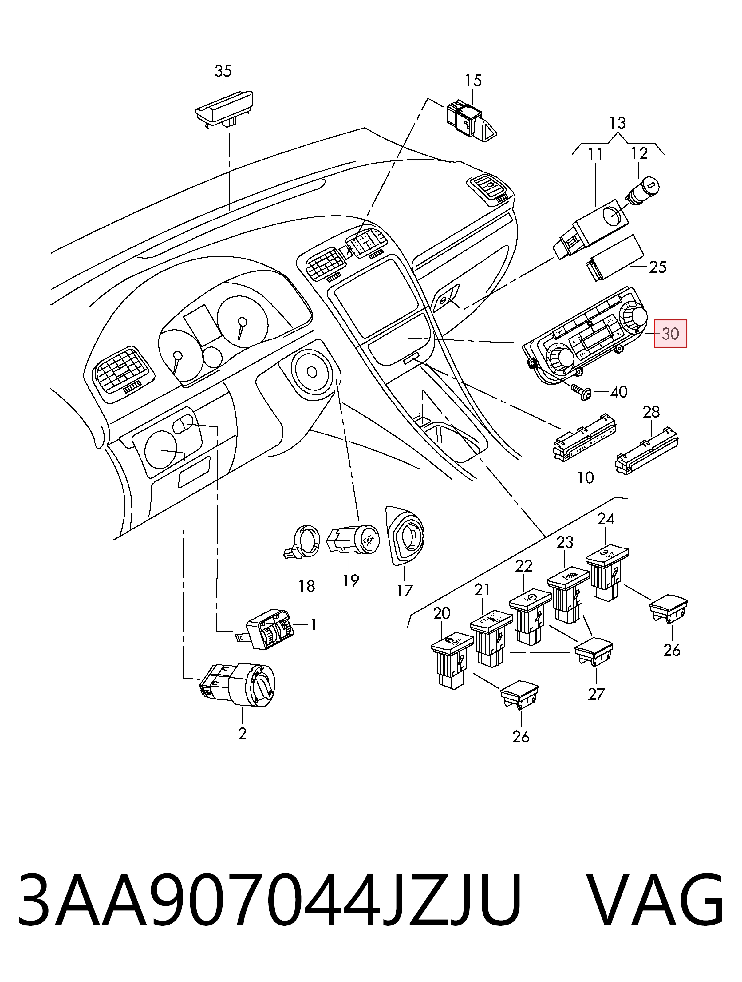 Механизм управления кондиционером на Volkswagen Passat B7 365