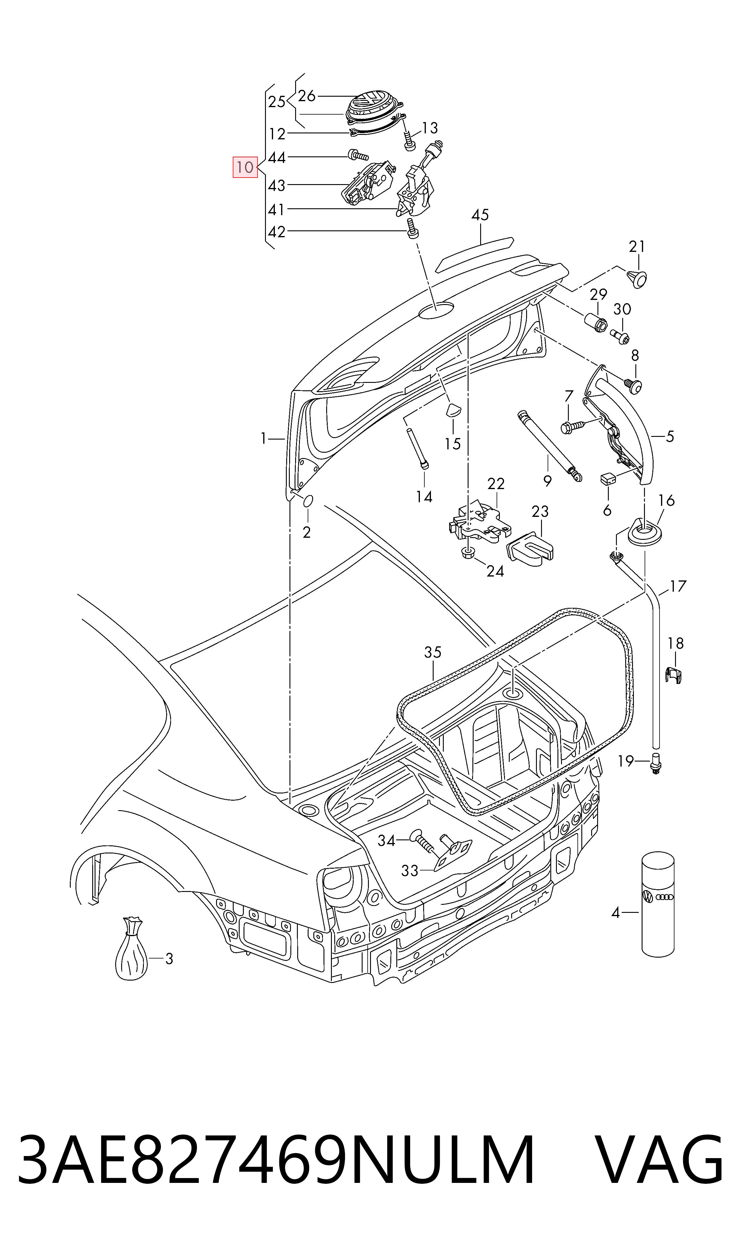 3AE827469NULM VAG Кнопка привода замка крышки багажника (двери 3/5-й (ляды)