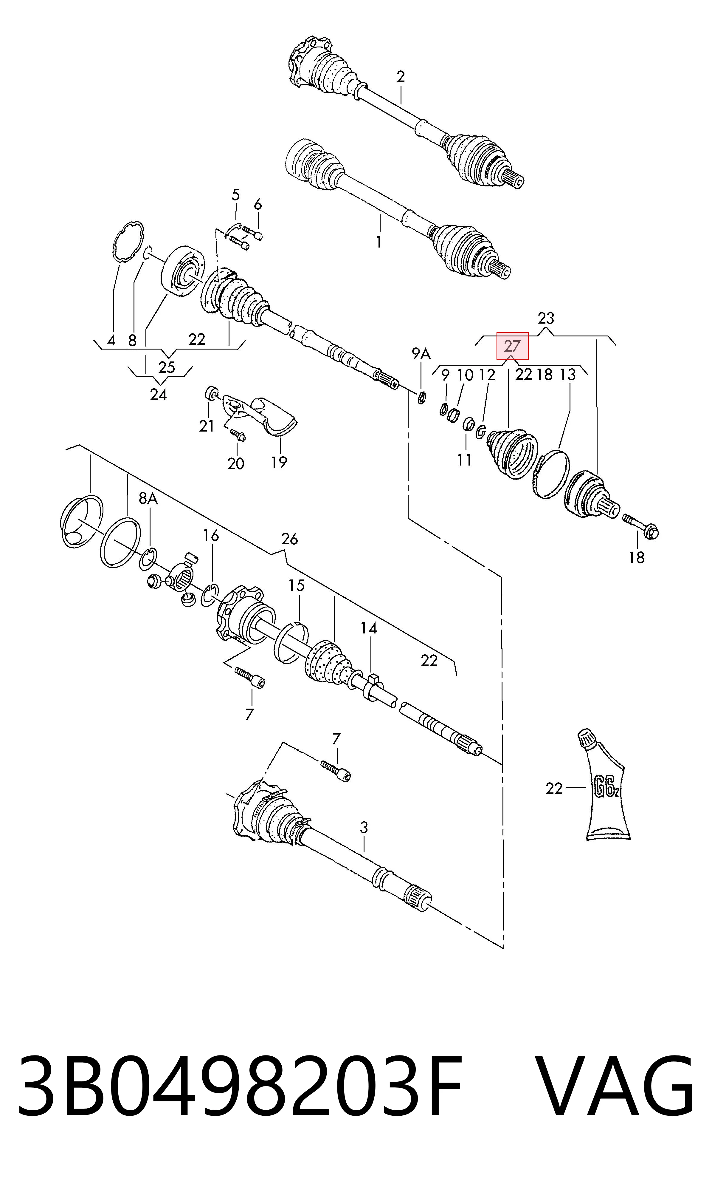 3B0498203F VAG Пыльник шарнира привода