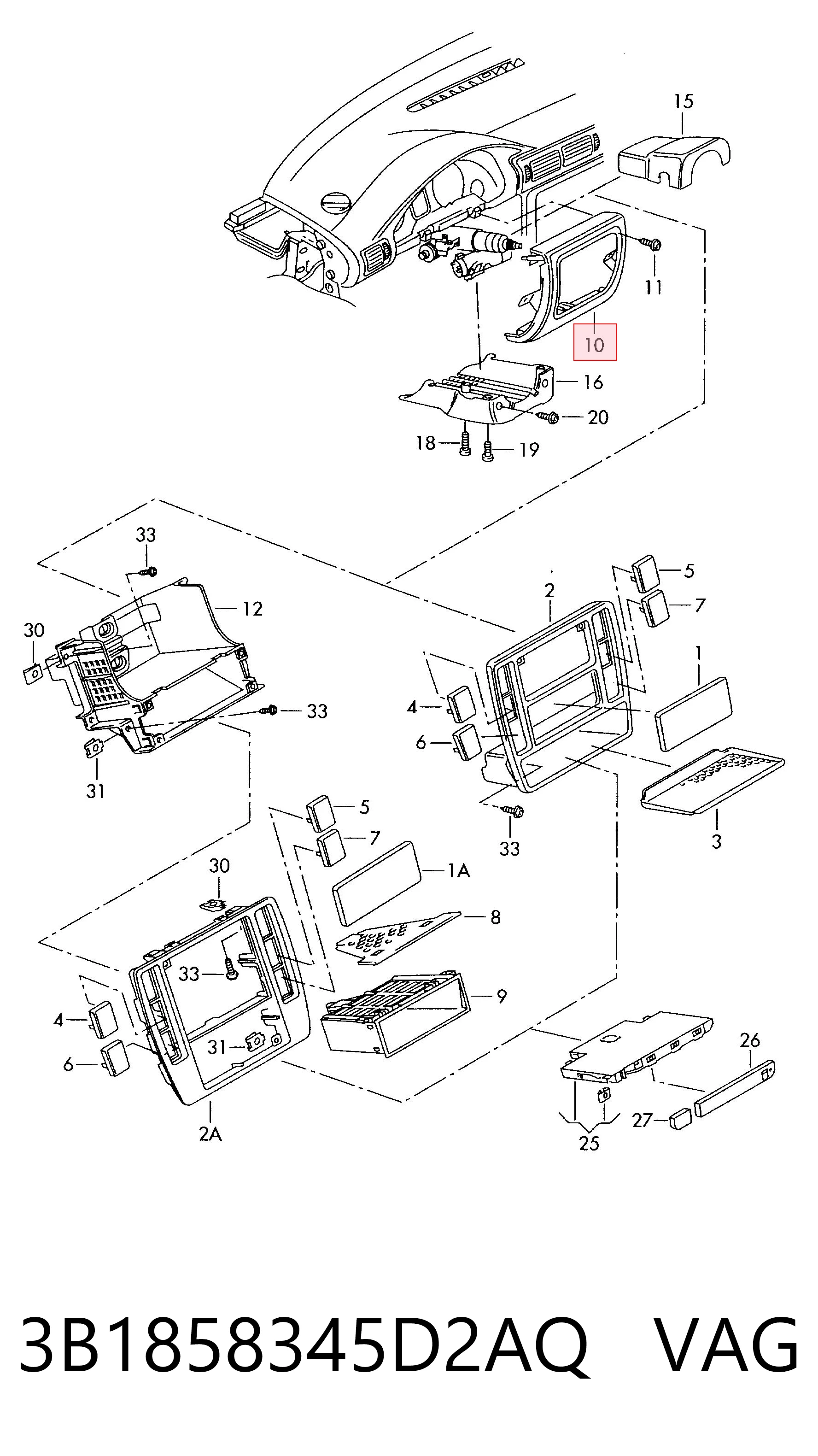 3B1858345D2AQ VAG Защитный кожух рулевого механизма
