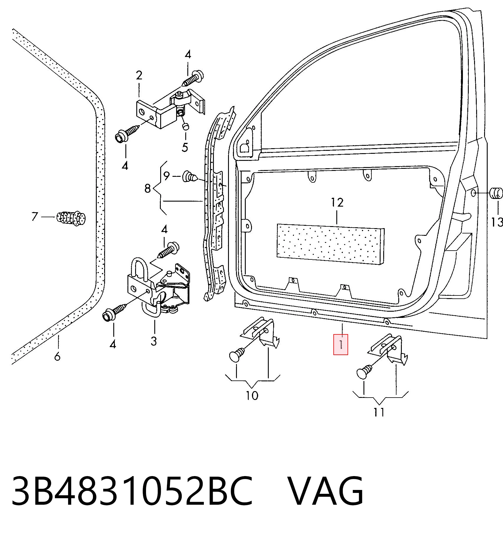 Дверь передняя правая на Volkswagen Passat B5 3B3
