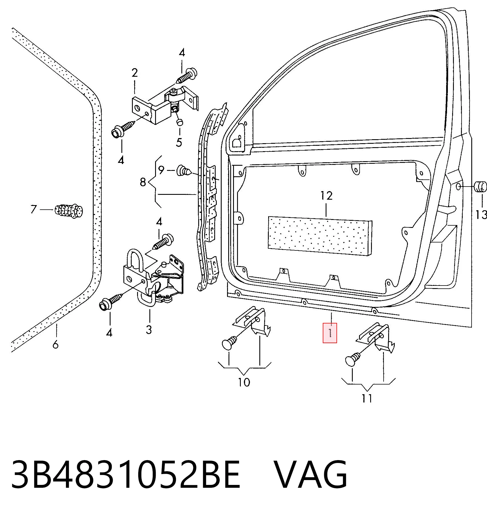 Дверь передняя правая Volkswagen Passat B5 седан (3B3) (2000 - 2005) цена, от 18.91 USD