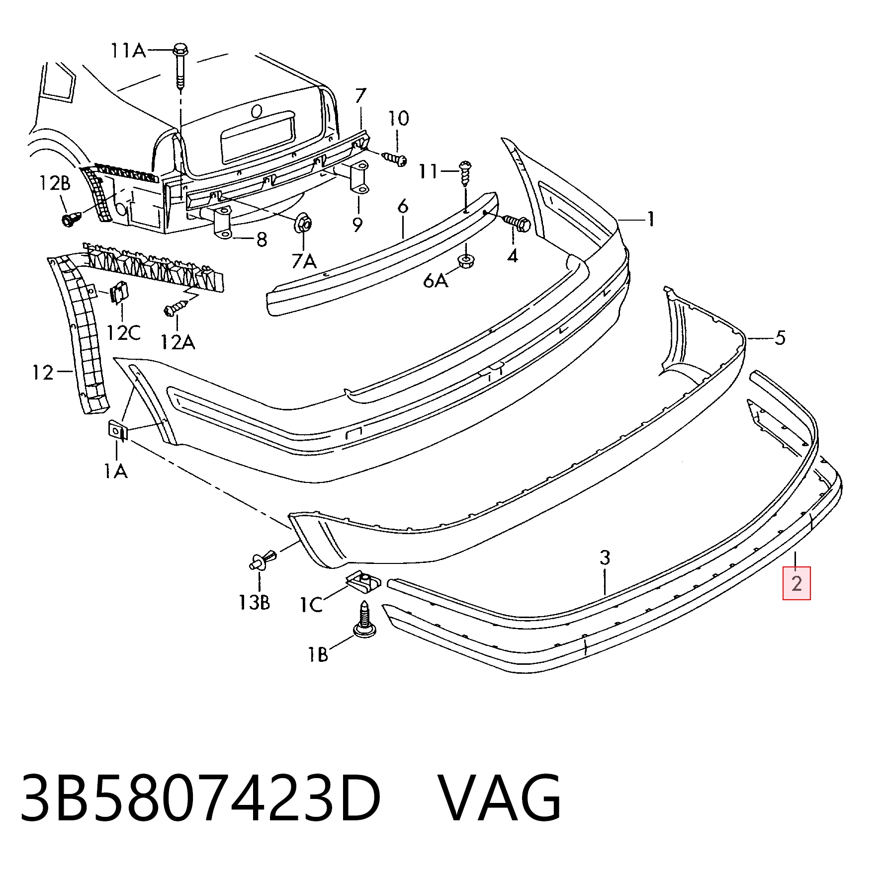 3B5807423D VAG Декоративная накладка