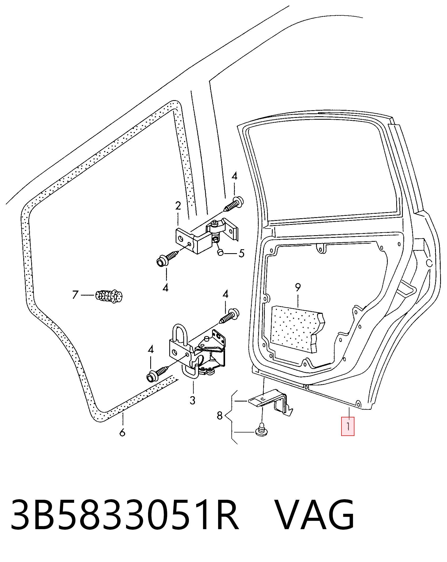 Дверь пассажирская задняя левая на Volkswagen Passat B5 3B2