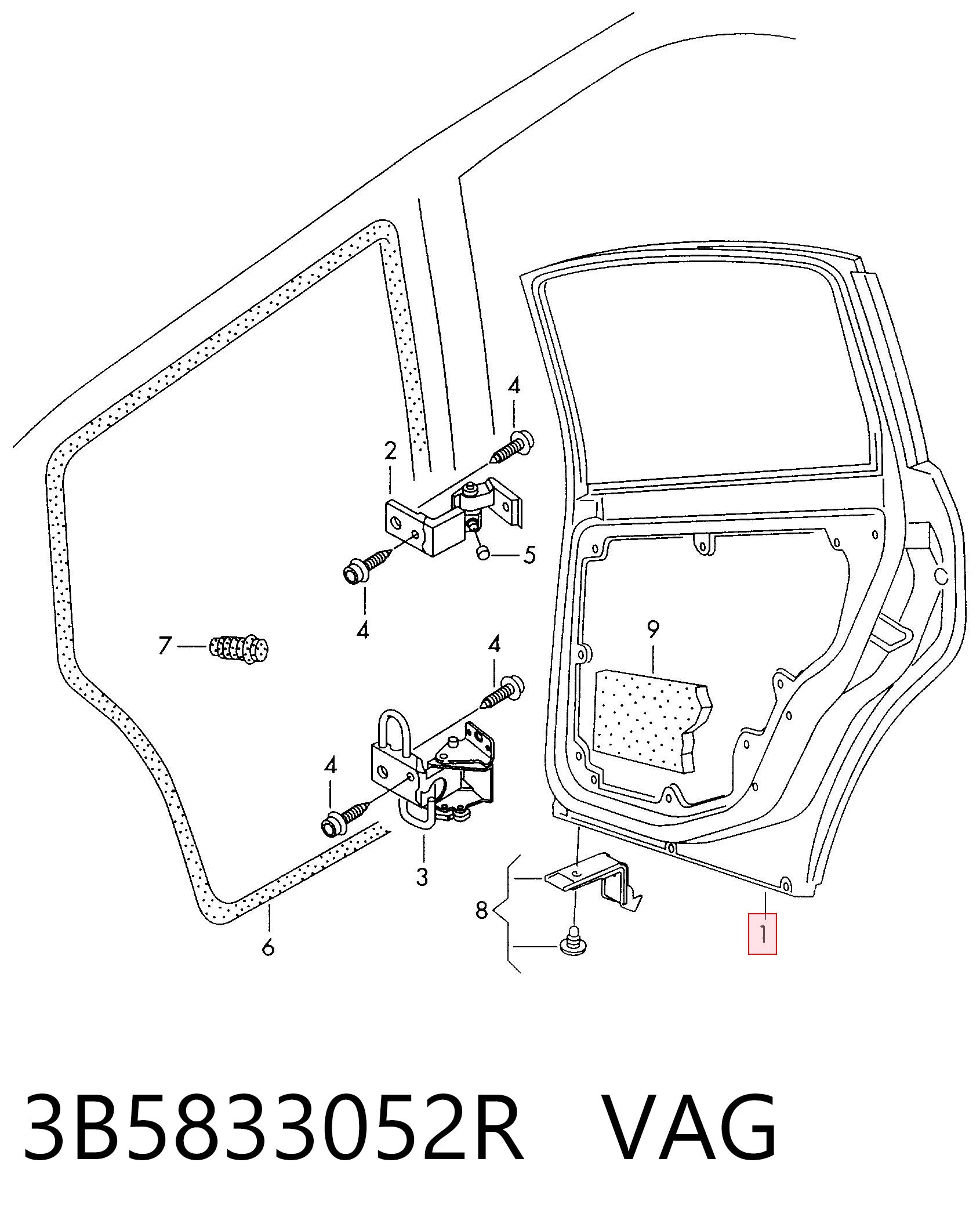 Дверь задняя, правая на Volkswagen Passat B5 3B2