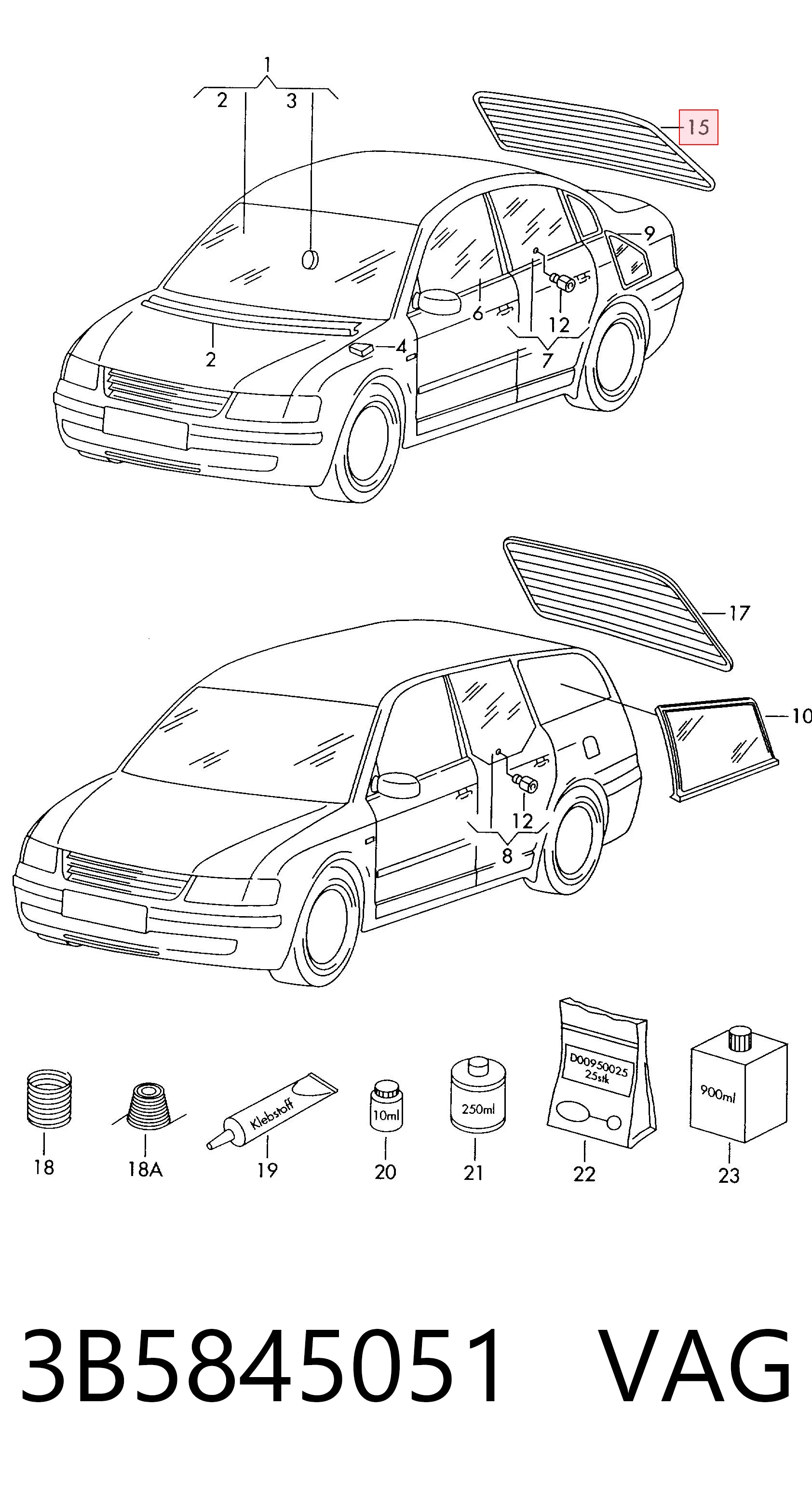 Автомобильное стекло заднее на Volkswagen Passat B5 3B3