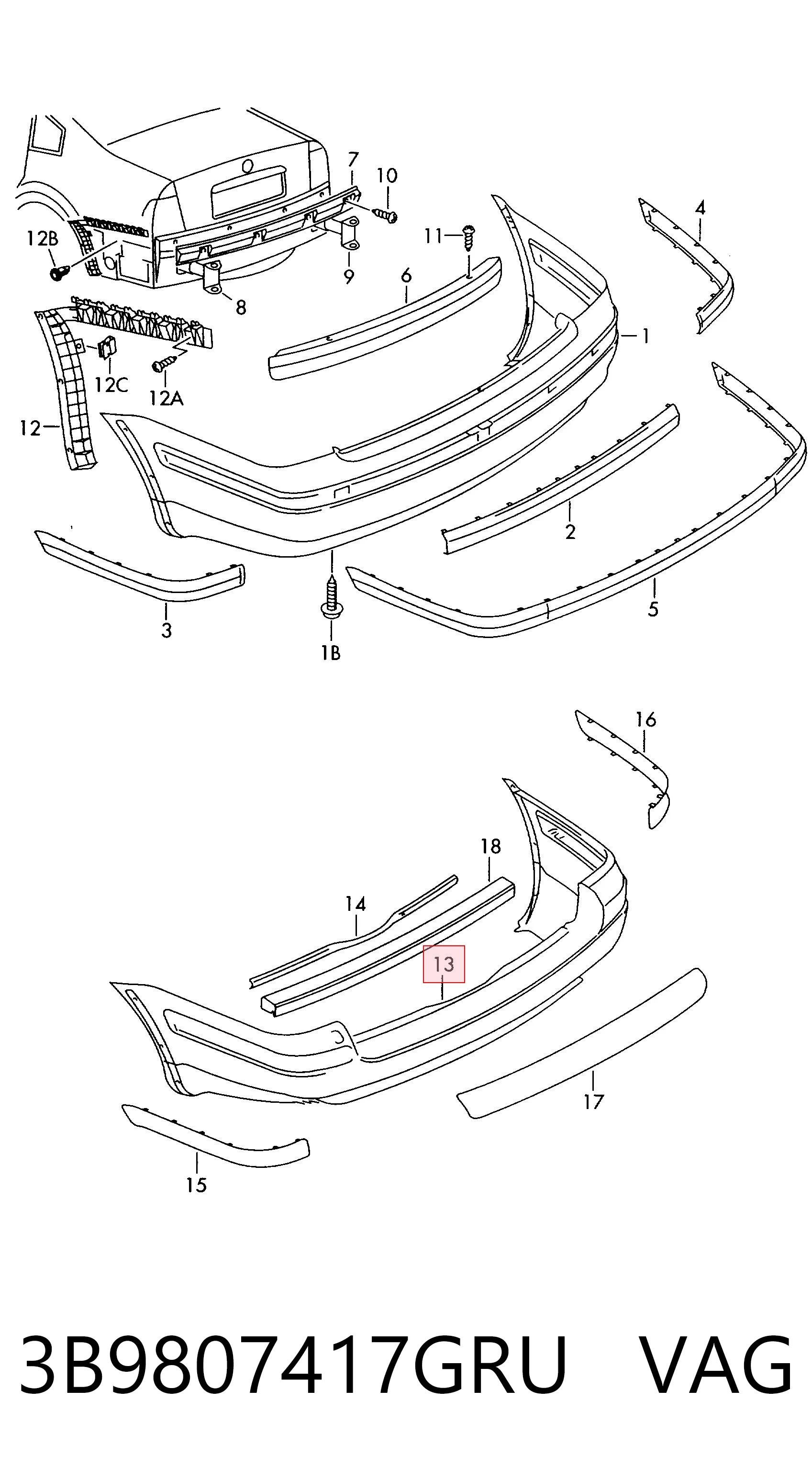 Задний бампер 9548962J Polcar